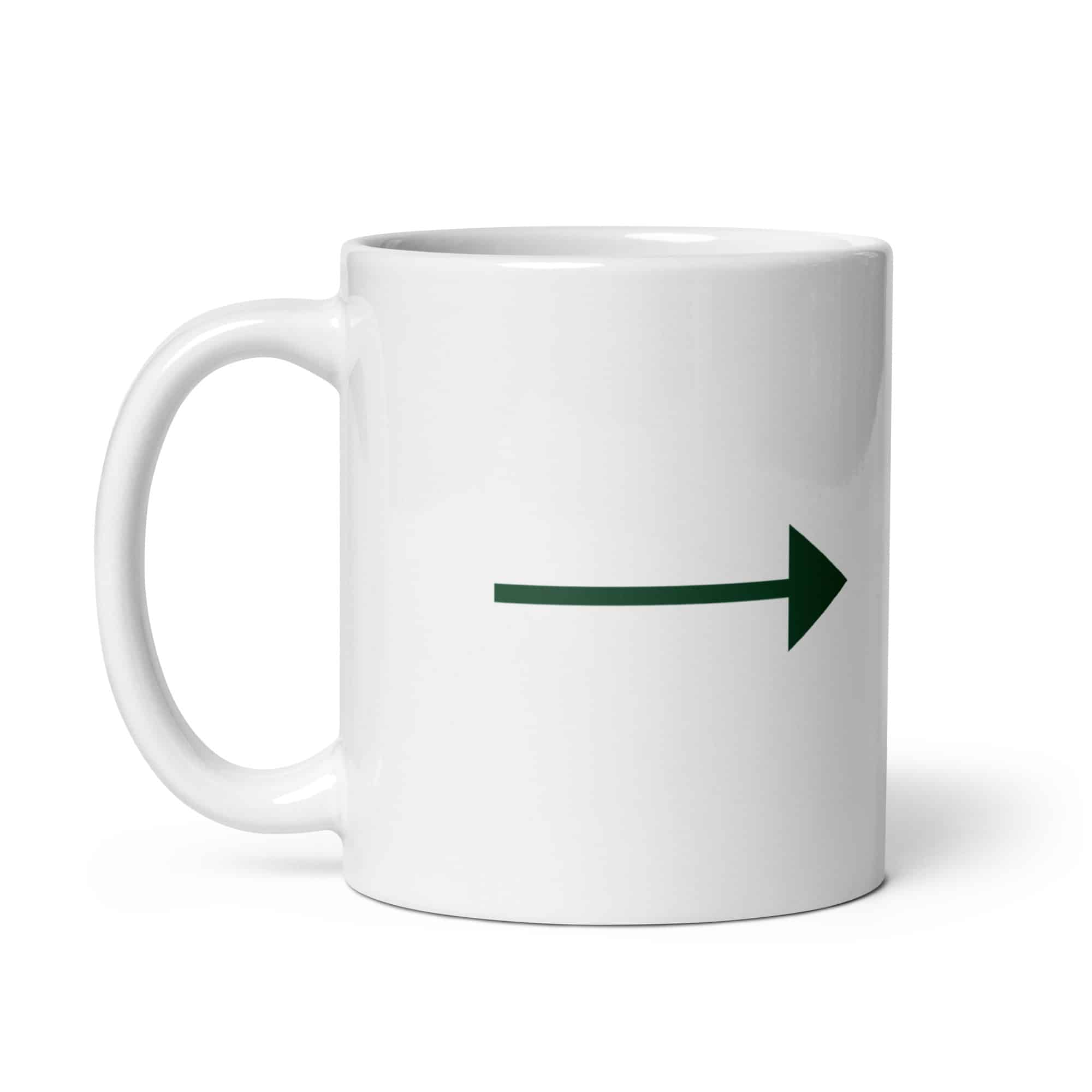 Forest Green Straight Trail Arrow White Ceramic Coffee Mug