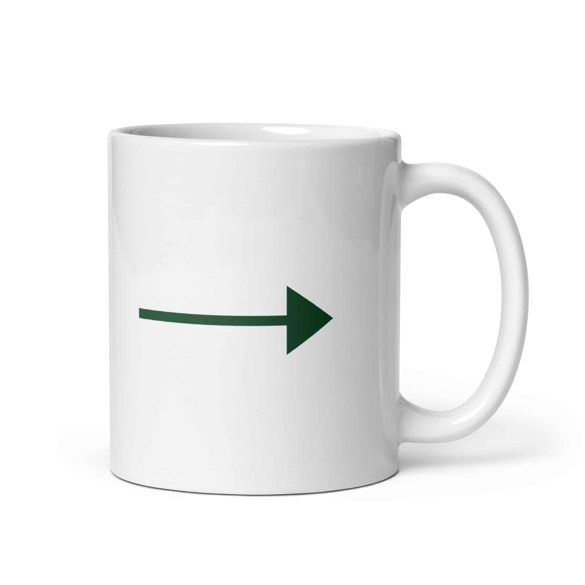 Forest Green Straight Trail Arrow White Ceramic Coffee Mug