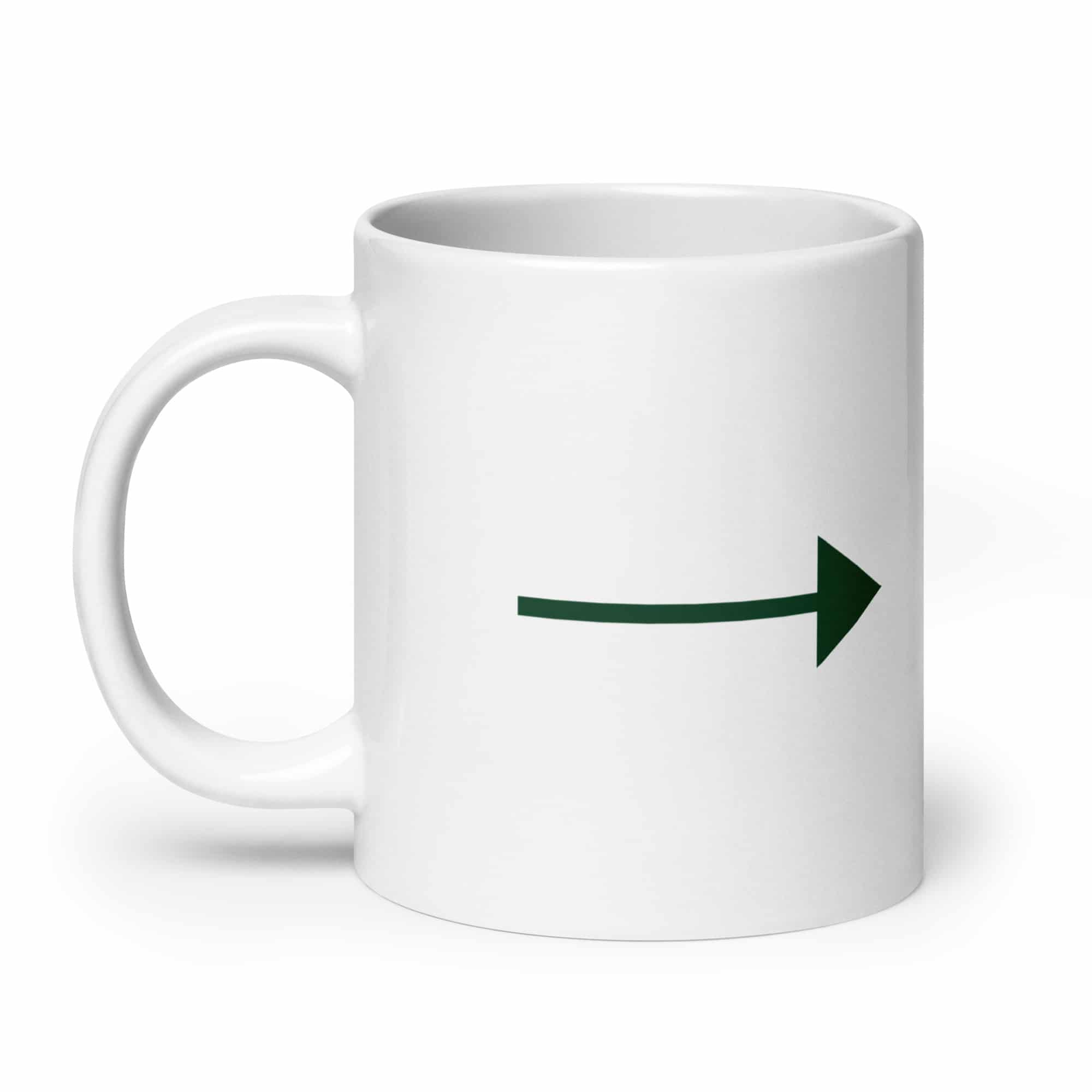 Forest Green Straight Trail Arrow White Ceramic Coffee Mug