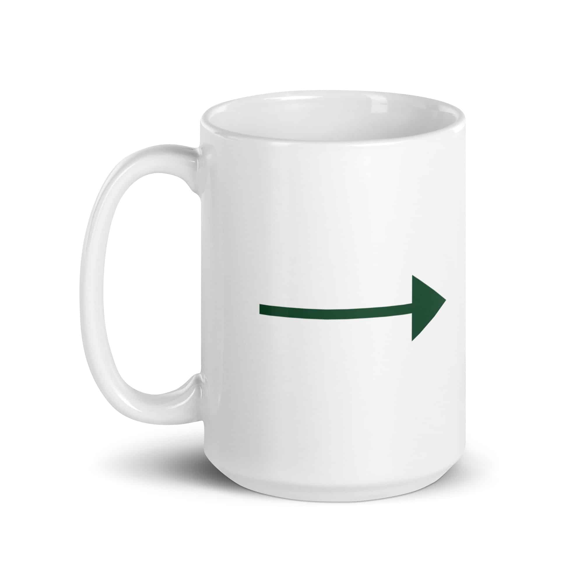 Forest Green Straight Trail Arrow White Ceramic Coffee Mug
