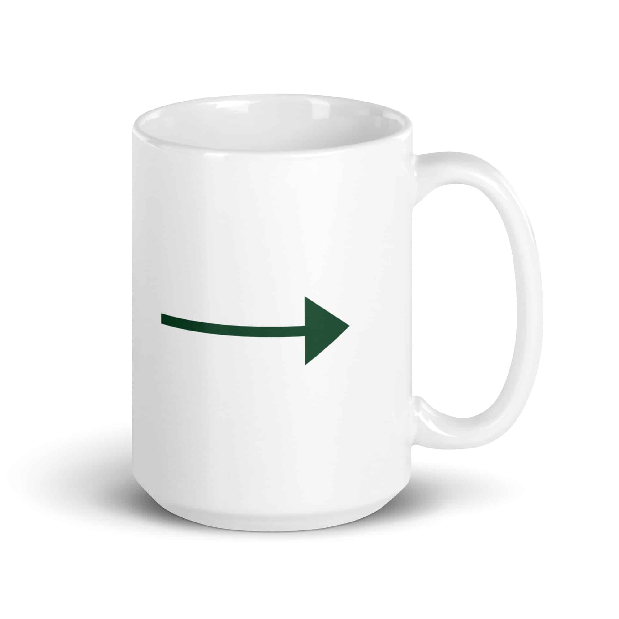 Forest Green Straight Trail Arrow White Ceramic Coffee Mug
