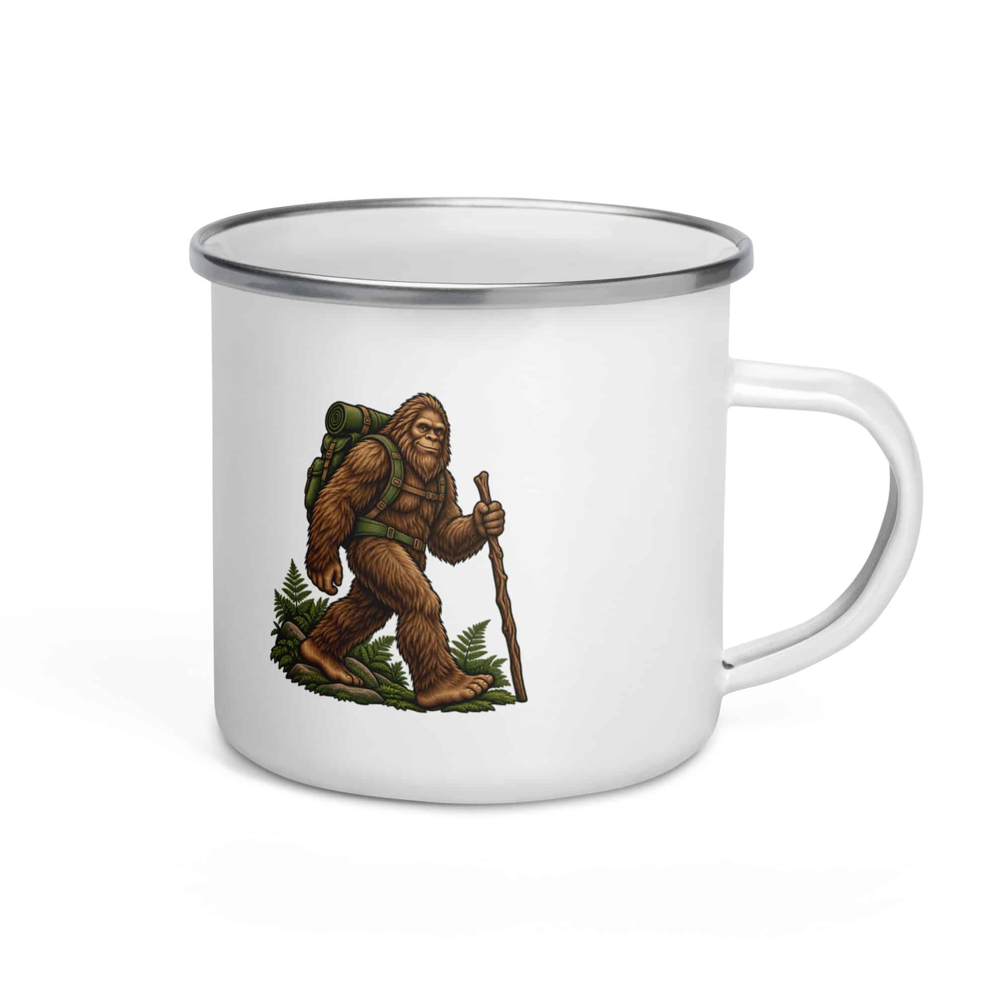 Bigfoot Backpack Trail Hiker Enamel Camp Mug