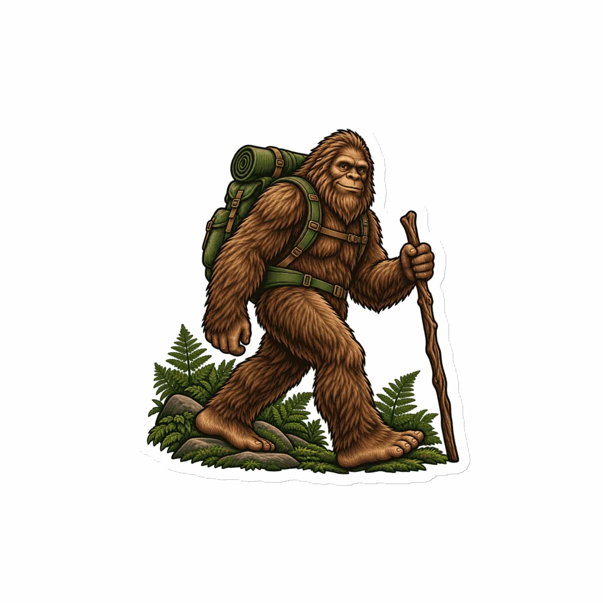 Bigfoot Backpack Trail Hiker Die-Cut Magnet