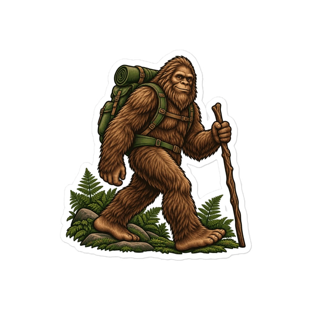 Bigfoot Backpack Trail Hiker Vinyl Sticker