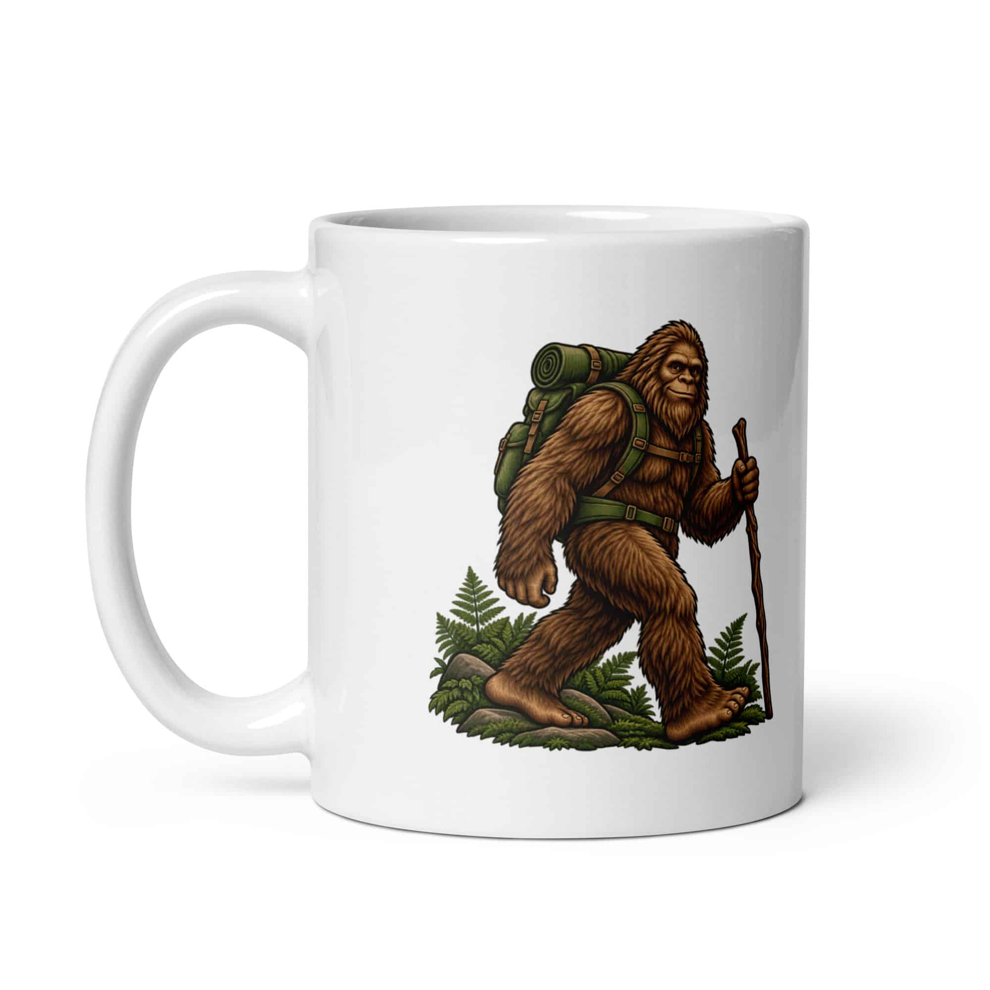 Bigfoot Backpack Trail Hiker White Ceramic Coffee Mug