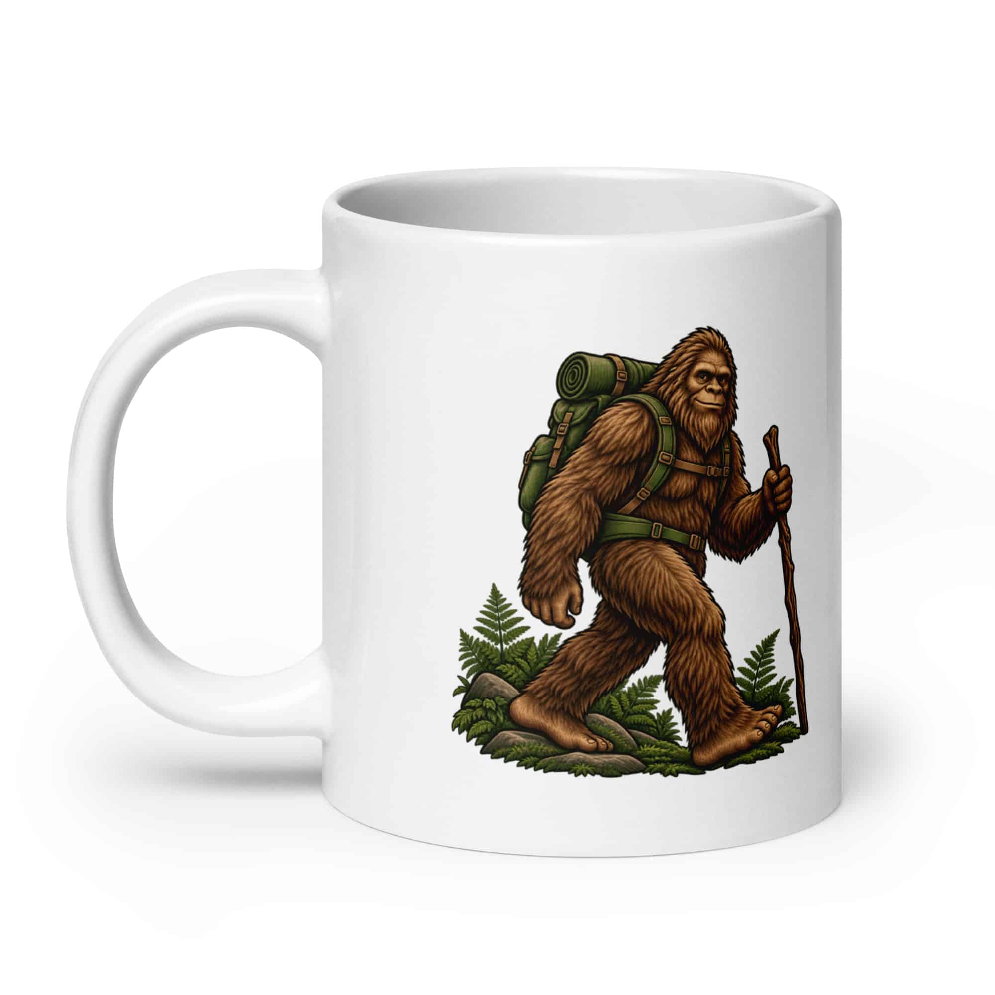 Bigfoot Backpack Trail Hiker White Ceramic Coffee Mug
