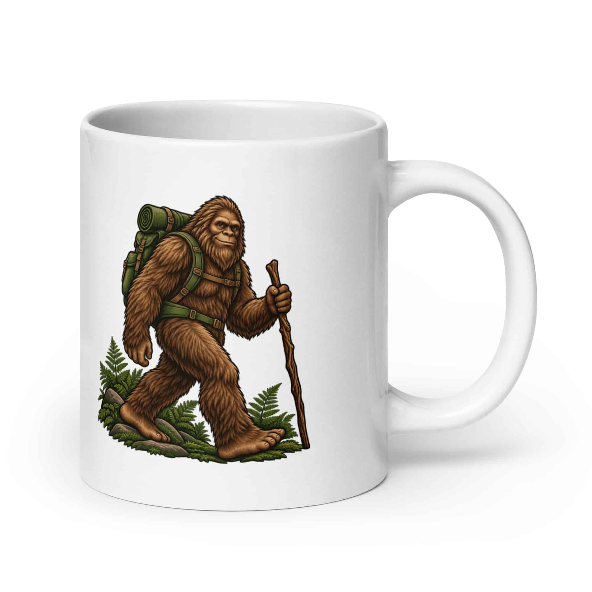 Bigfoot Backpack Trail Hiker White Ceramic Coffee Mug