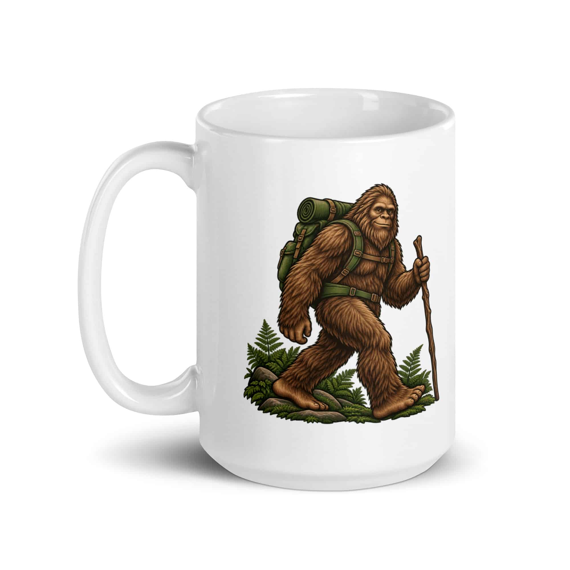 Bigfoot Backpack Trail Hiker White Ceramic Coffee Mug