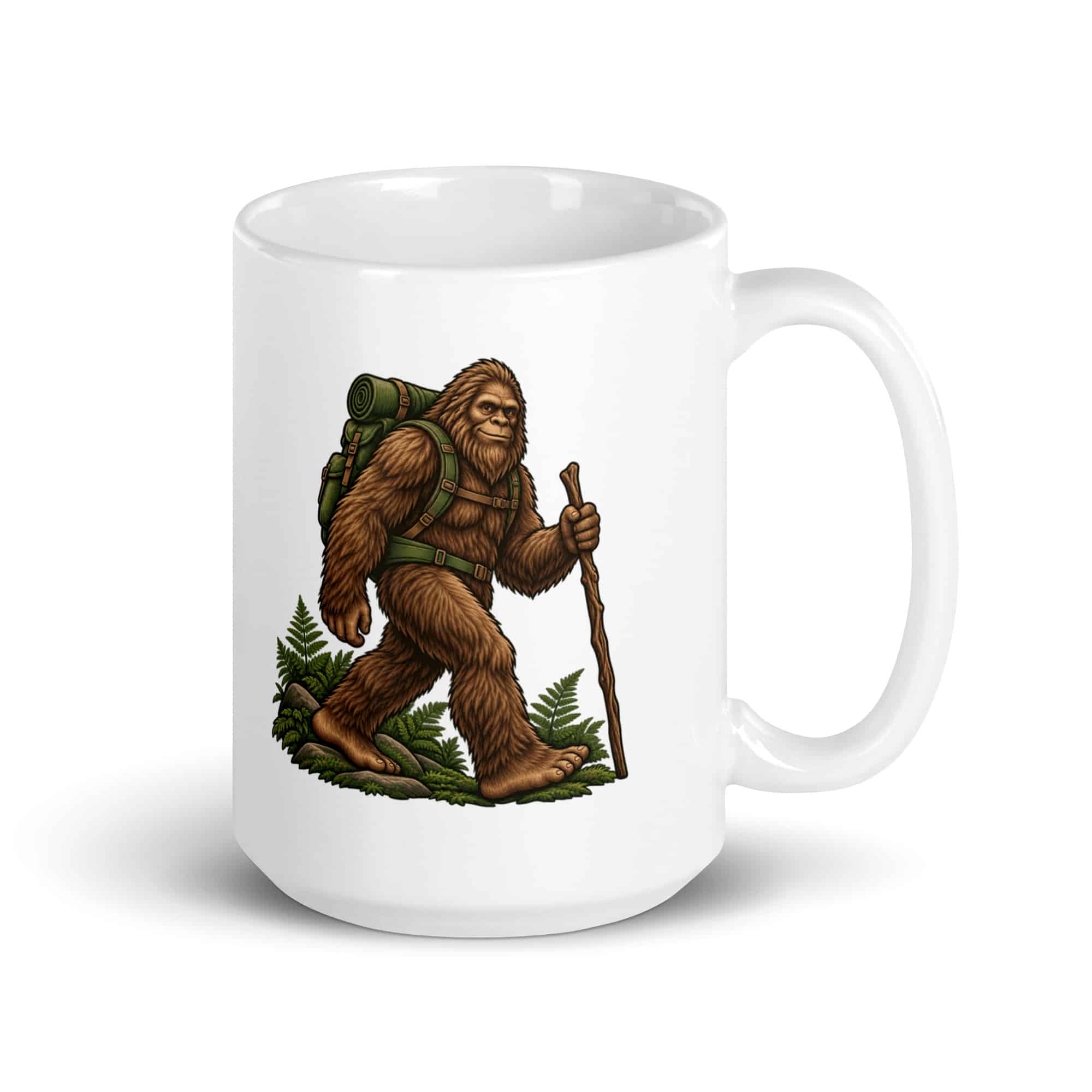 Bigfoot Backpack Trail Hiker White Ceramic Coffee Mug