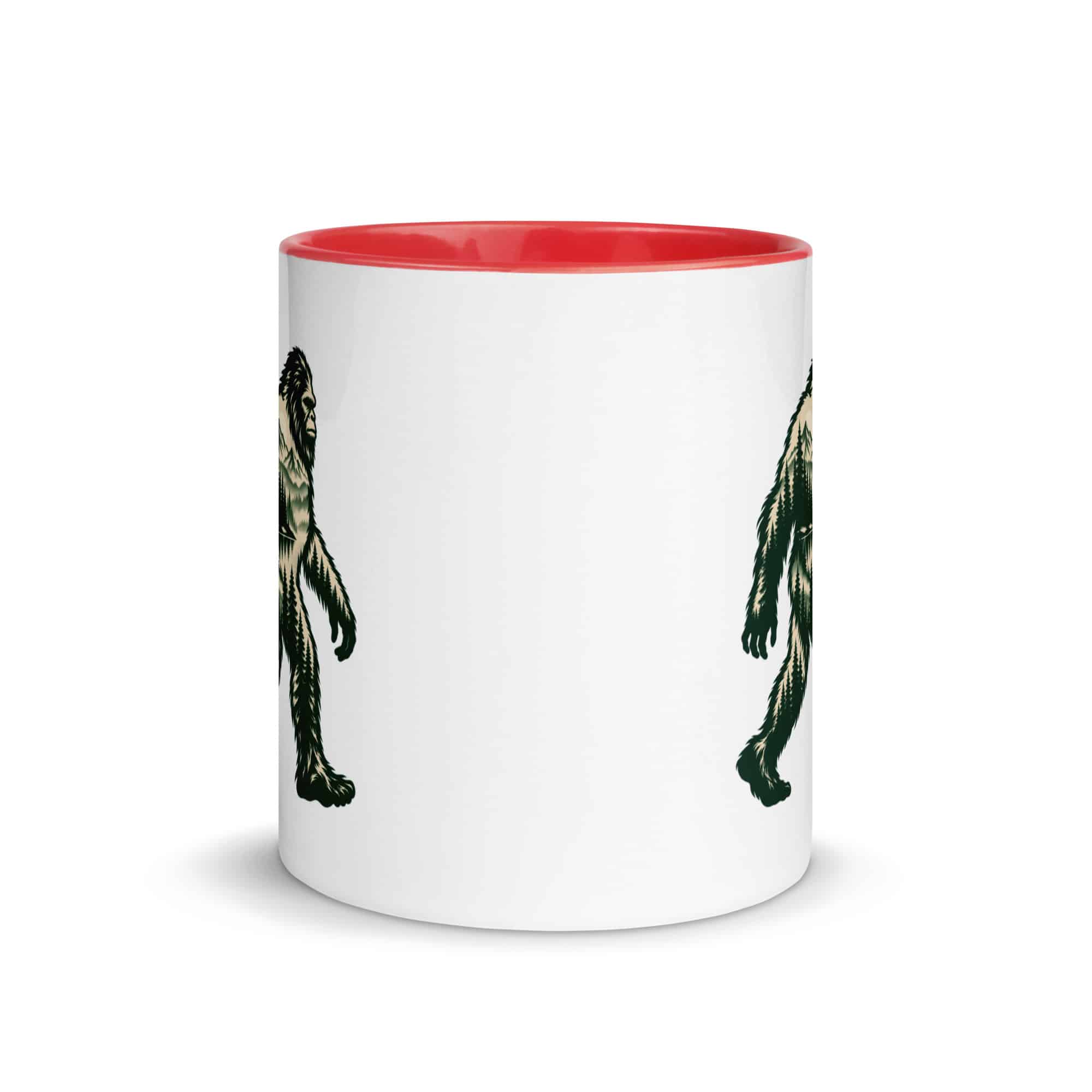 Pine Forest Cutout Bigfoot Color Inside Mug