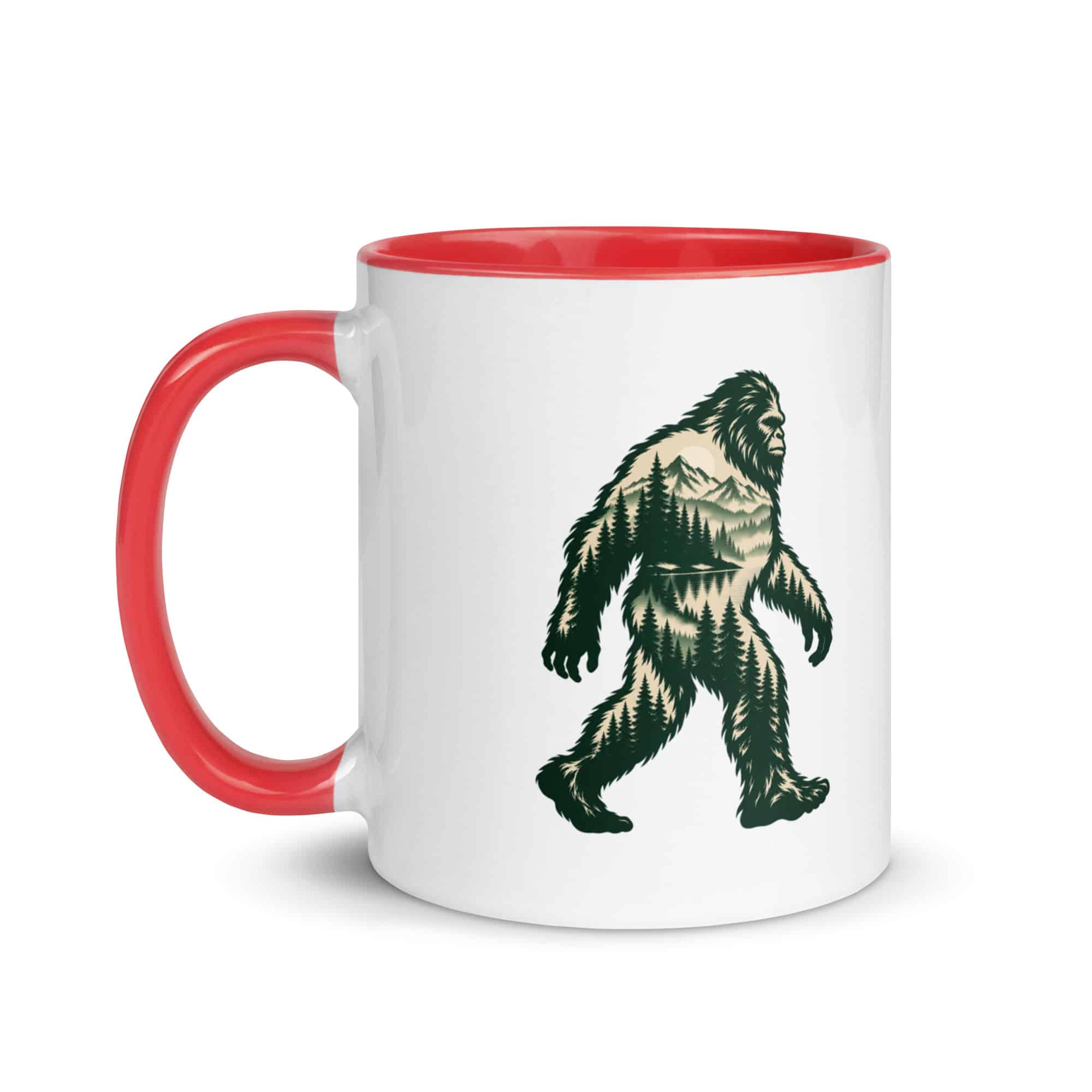 Pine Forest Cutout Bigfoot Color Inside Mug