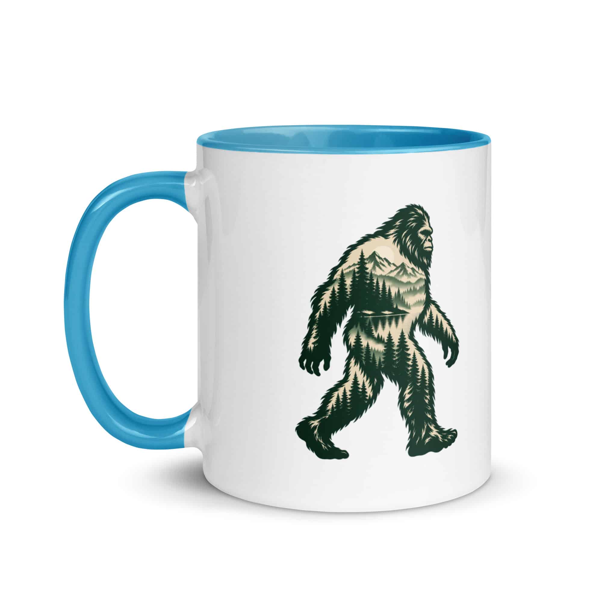 Pine Forest Cutout Bigfoot Color Inside Mug