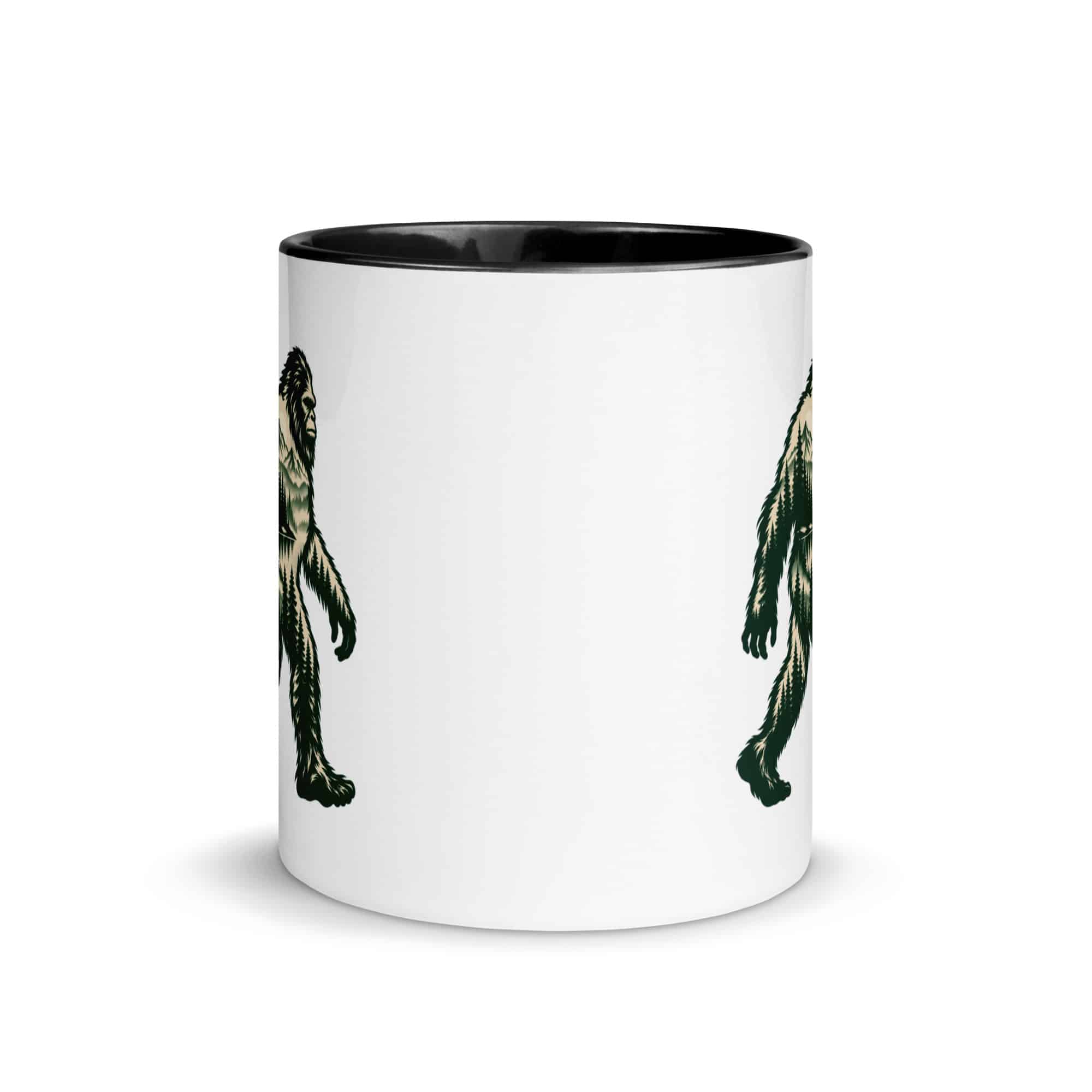 Pine Forest Cutout Bigfoot Color Inside Mug