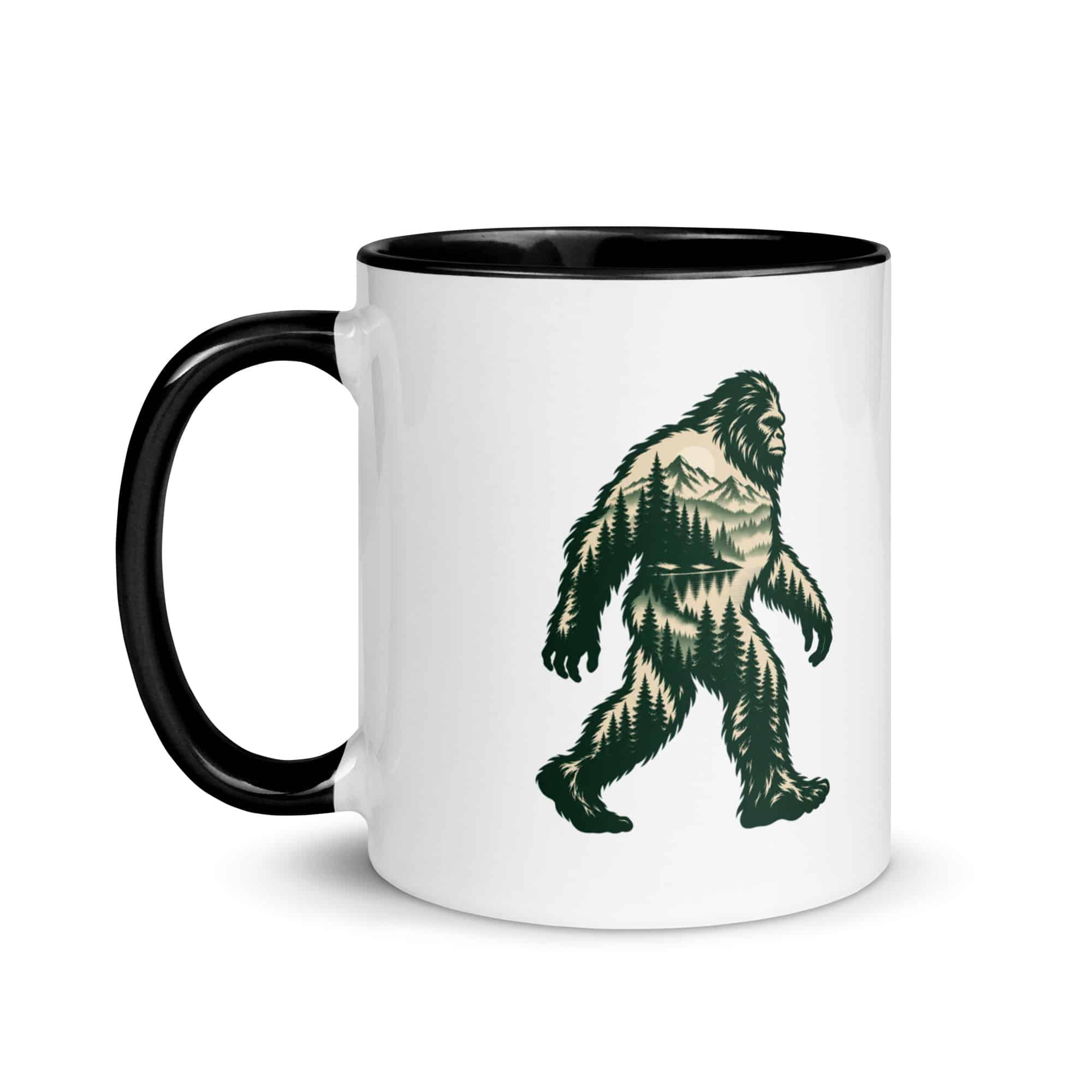 Pine Forest Cutout Bigfoot Color Inside Mug