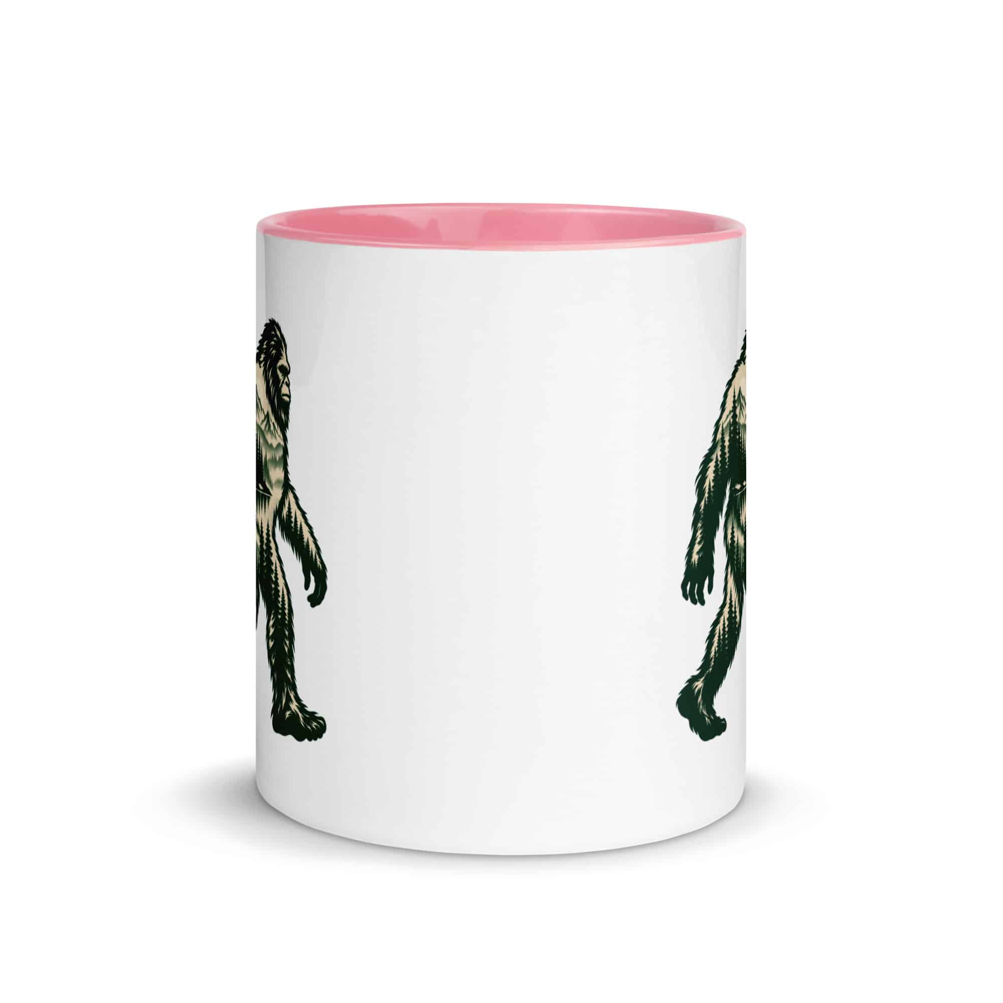 Pine Forest Cutout Bigfoot Color Inside Mug