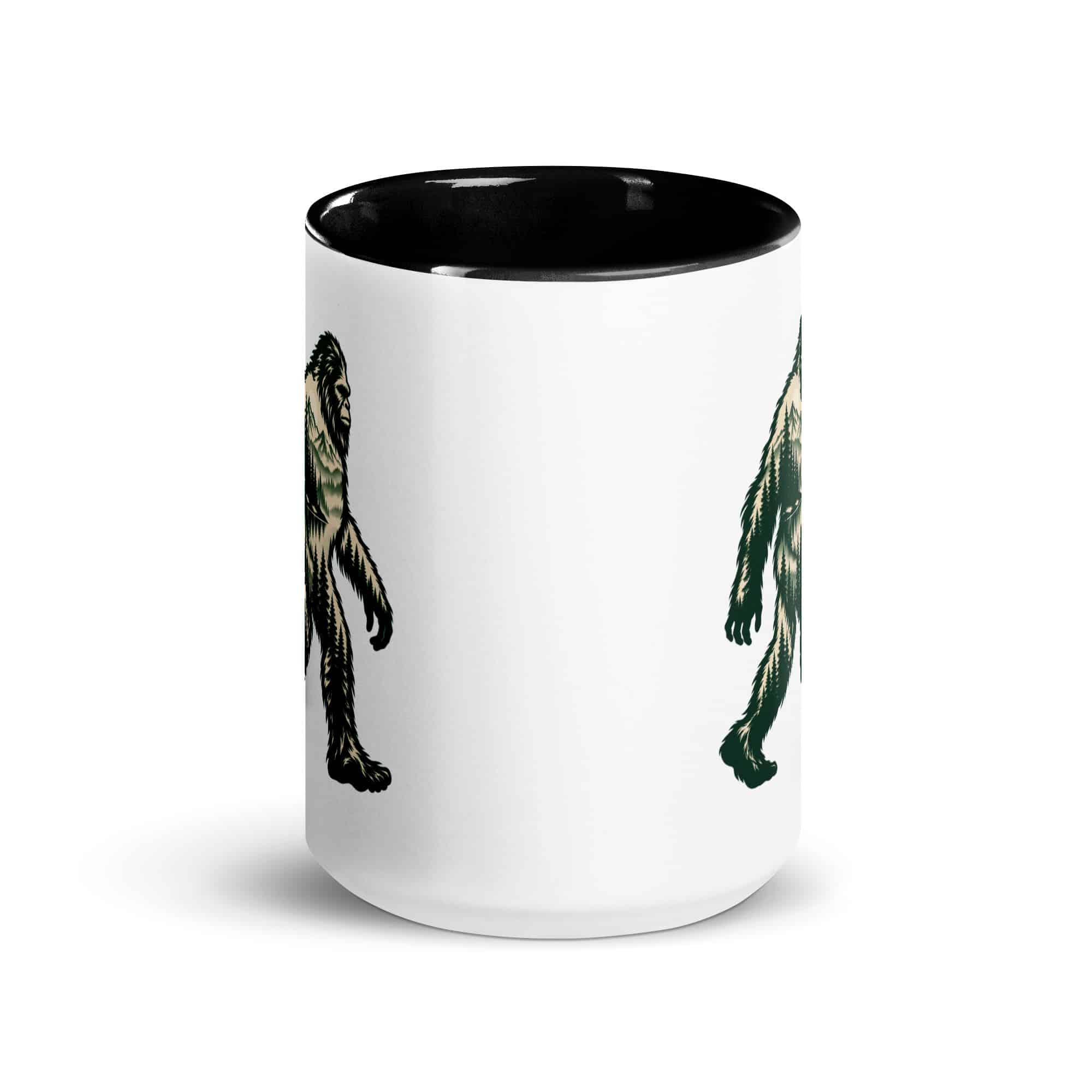 Pine Forest Cutout Bigfoot Color Inside Mug