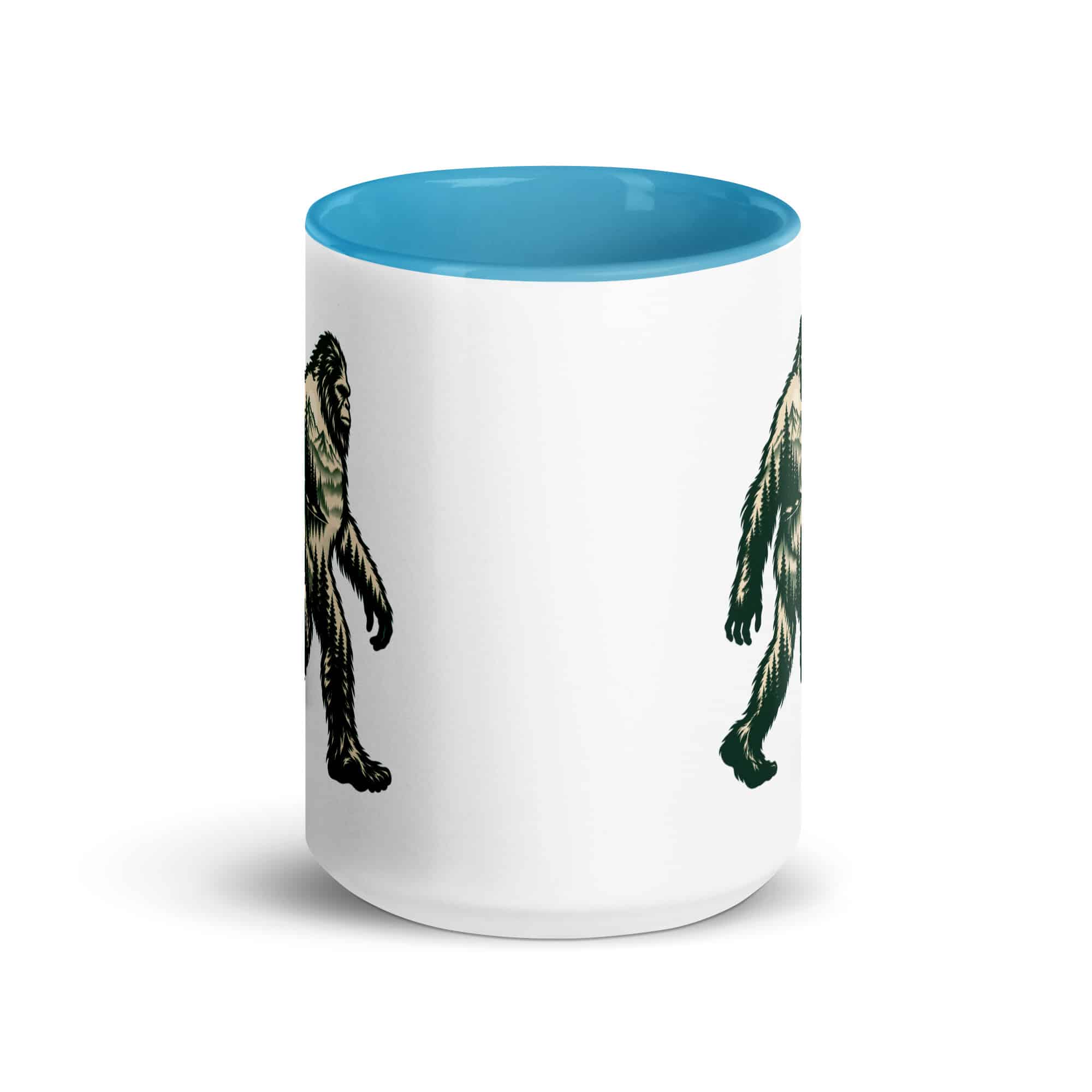 Pine Forest Cutout Bigfoot Color Inside Mug