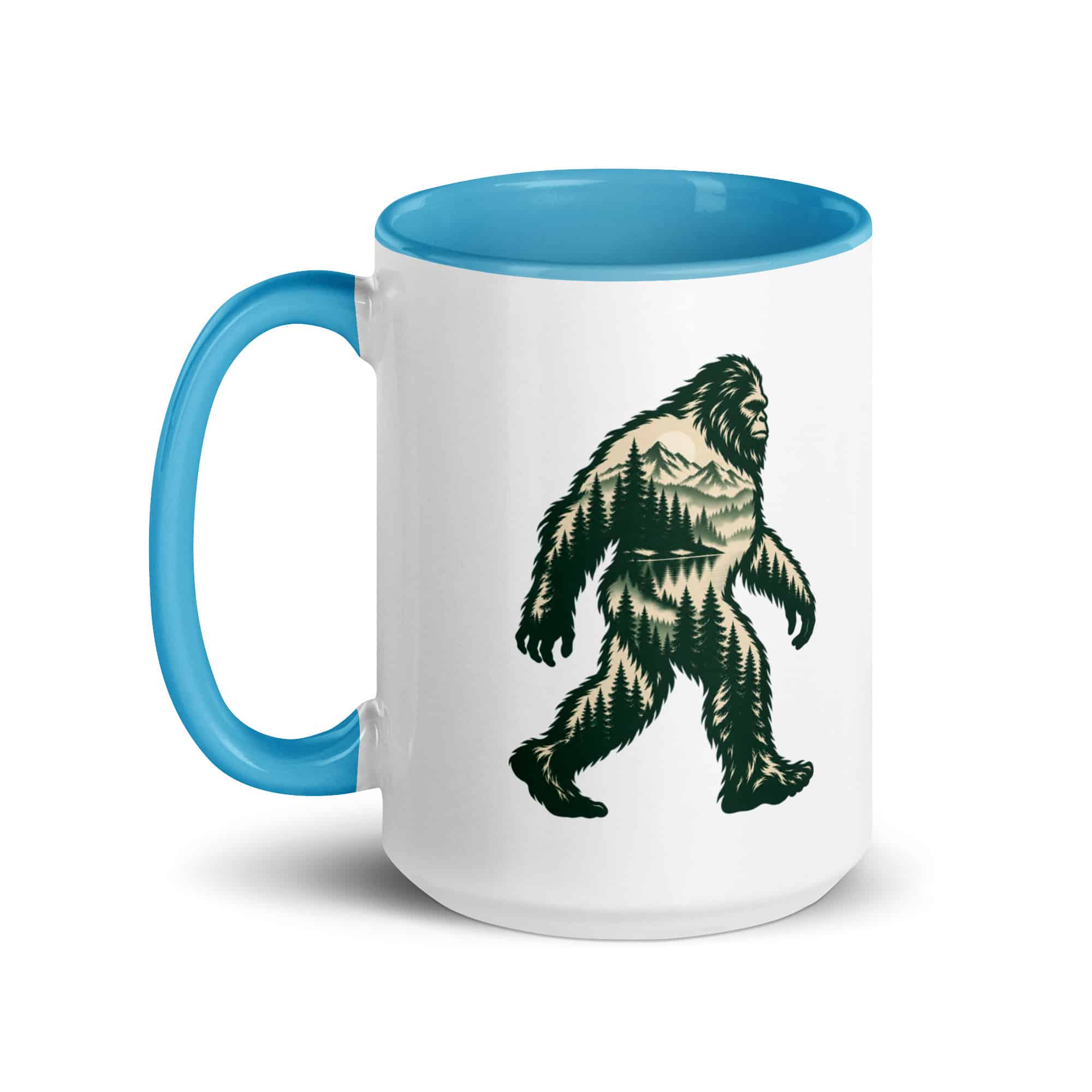 Pine Forest Cutout Bigfoot Color Inside Mug