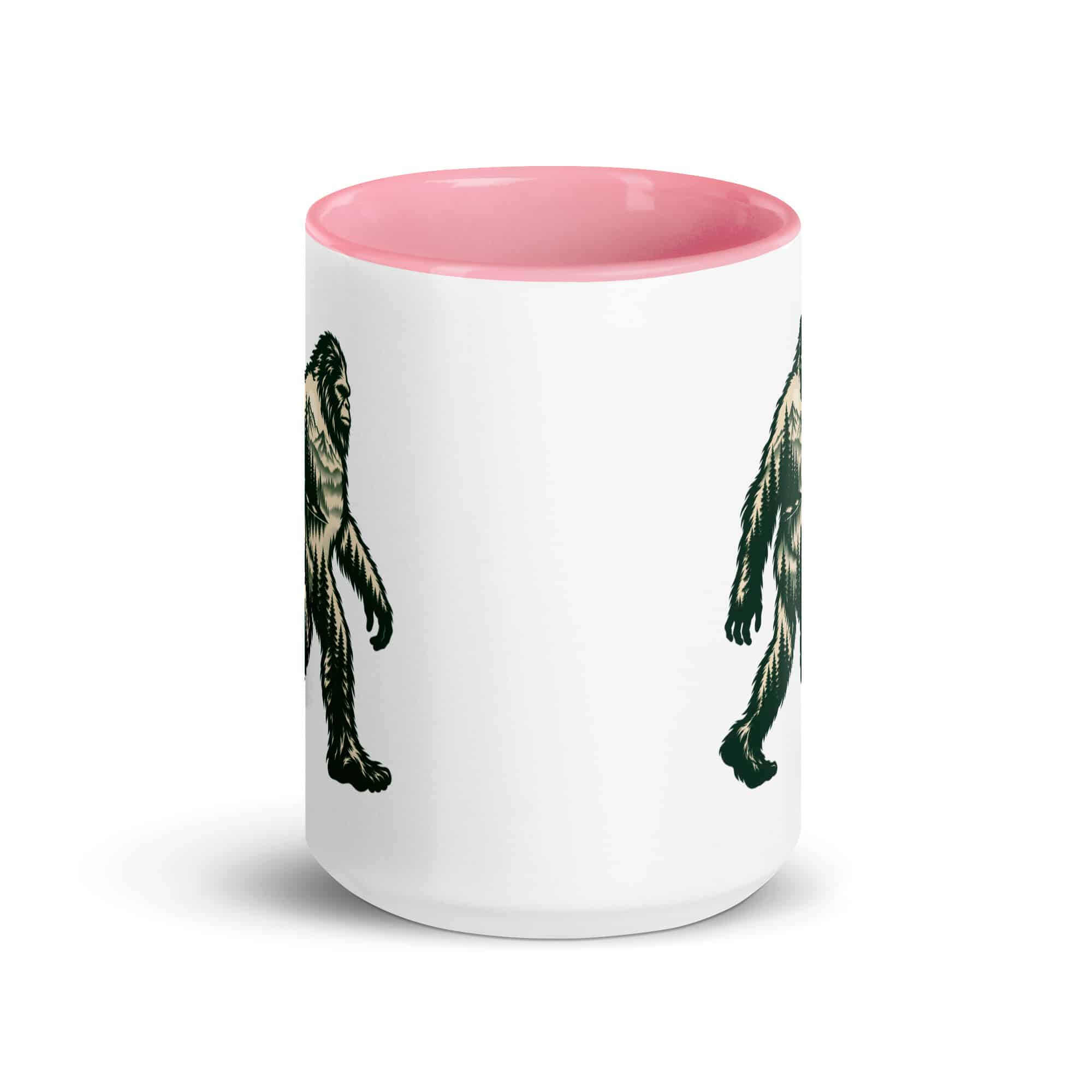 Pine Forest Cutout Bigfoot Color Inside Mug