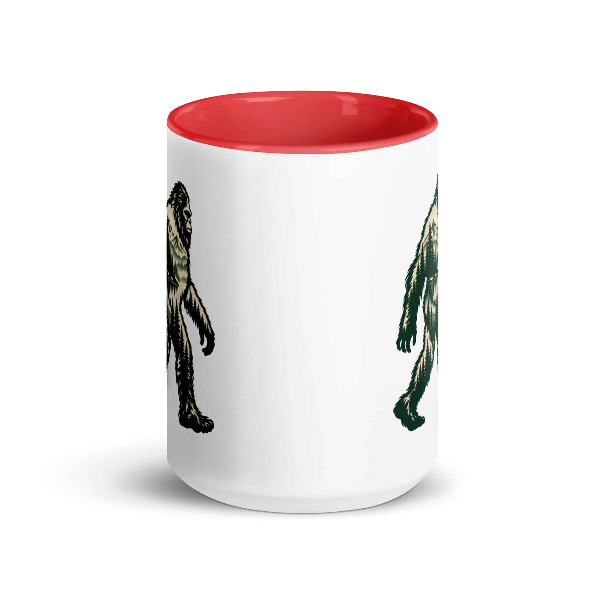 Pine Forest Cutout Bigfoot Color Inside Mug