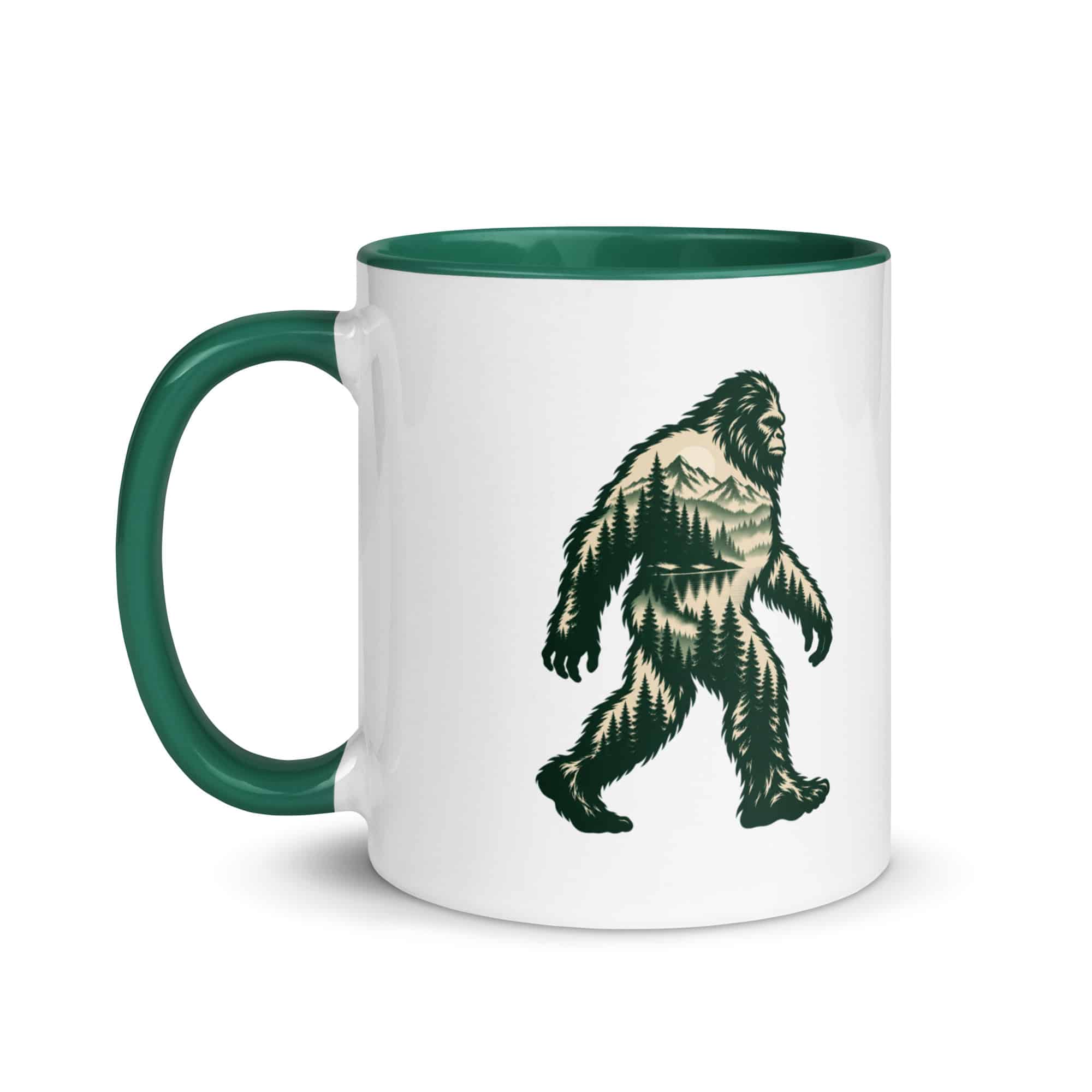 Pine Forest Cutout Bigfoot Color Inside Mug