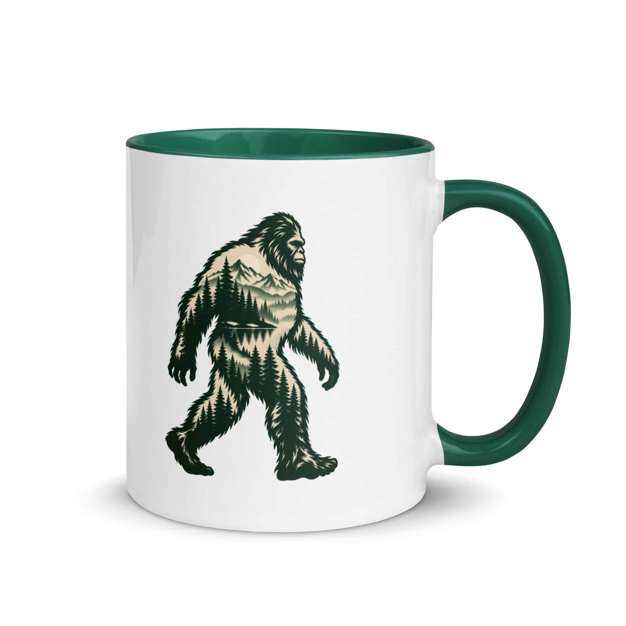 Pine Forest Cutout Bigfoot Color Inside Mug