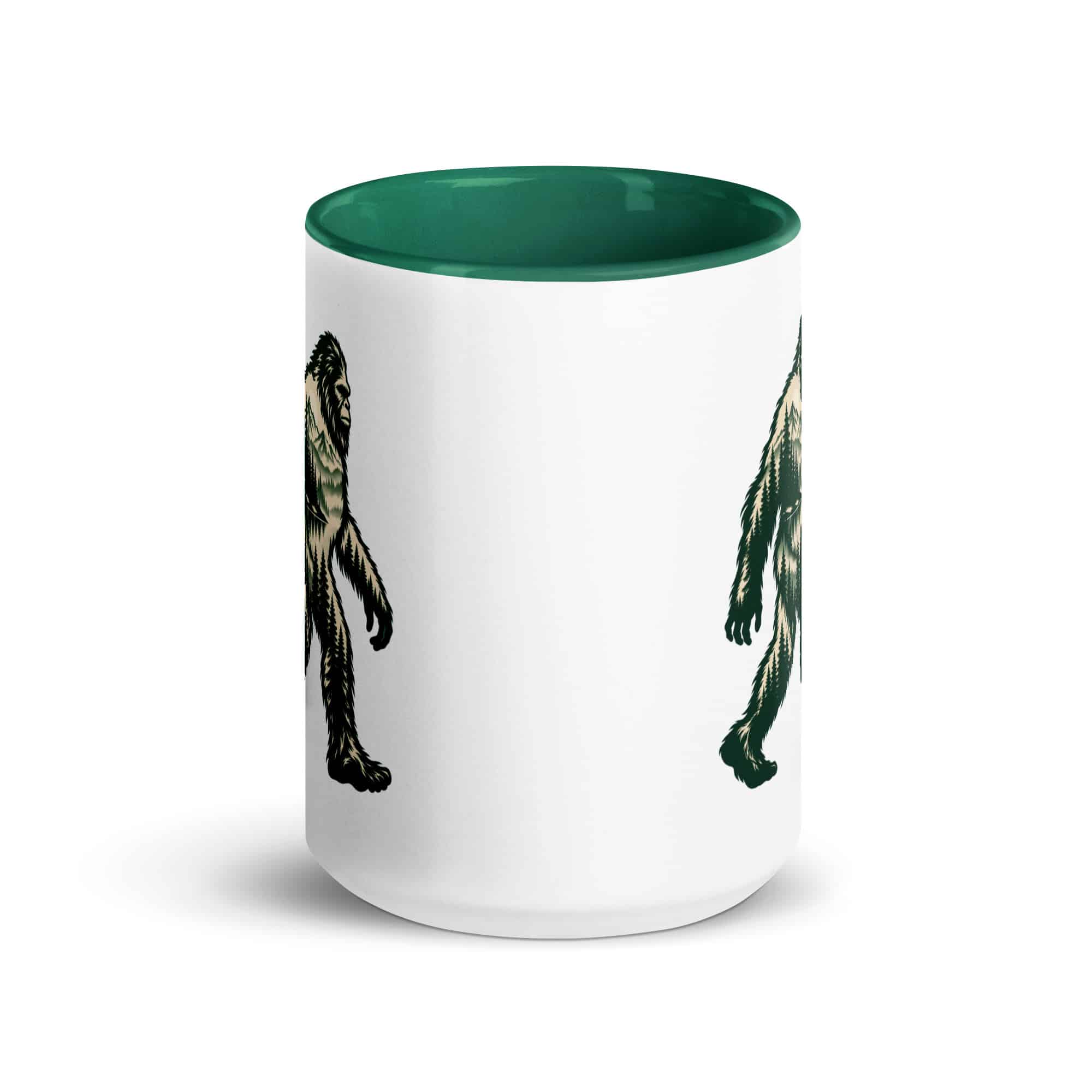 Pine Forest Cutout Bigfoot Color Inside Mug