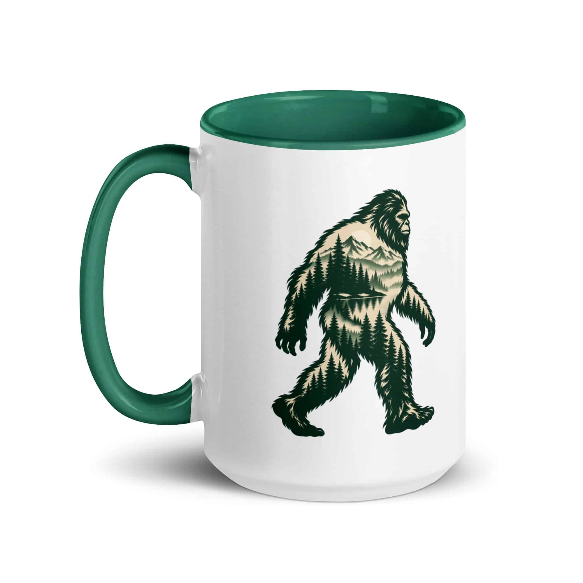 Pine Forest Cutout Bigfoot Color Inside Mug