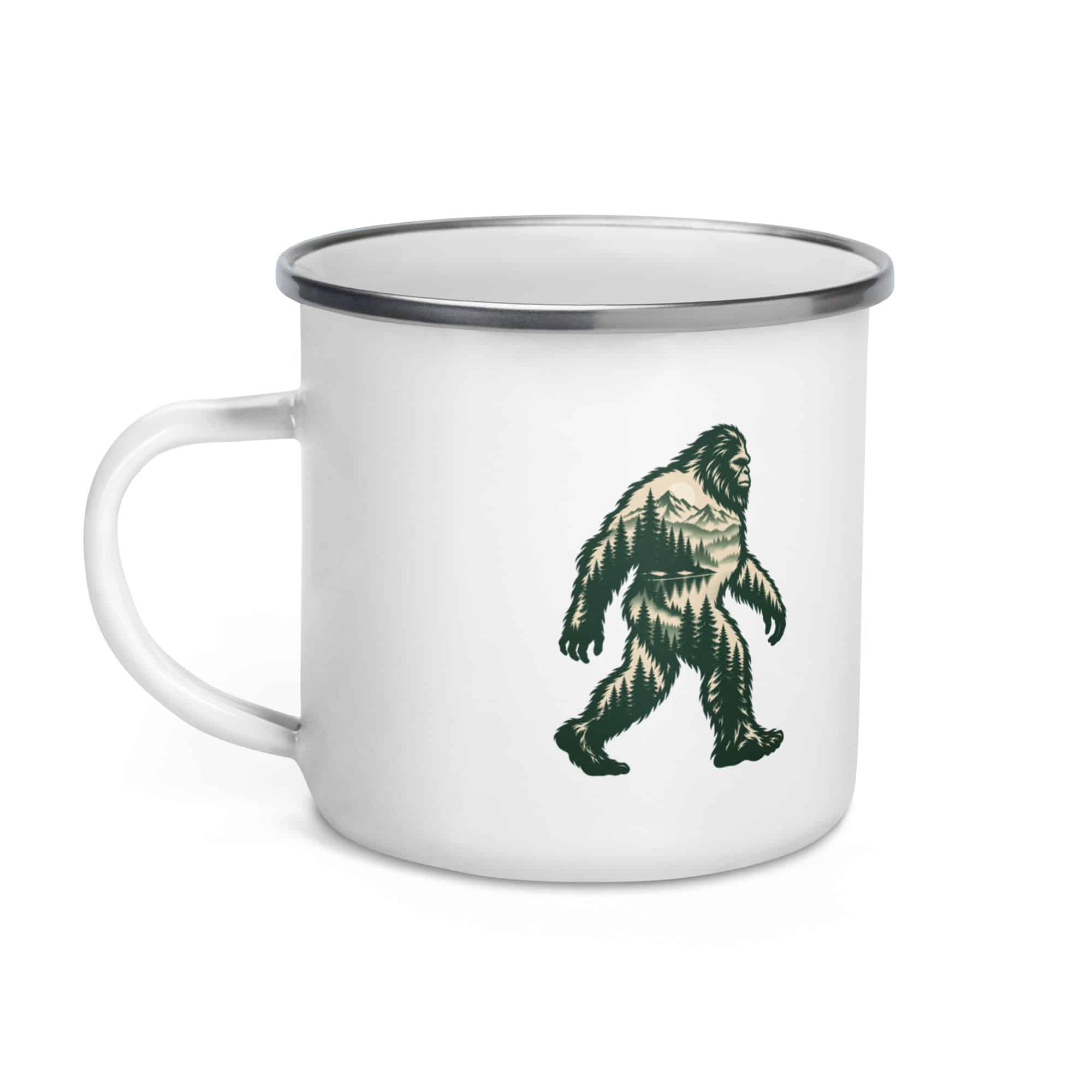 Pine Forest Bigfoot Enamel Camp Mug