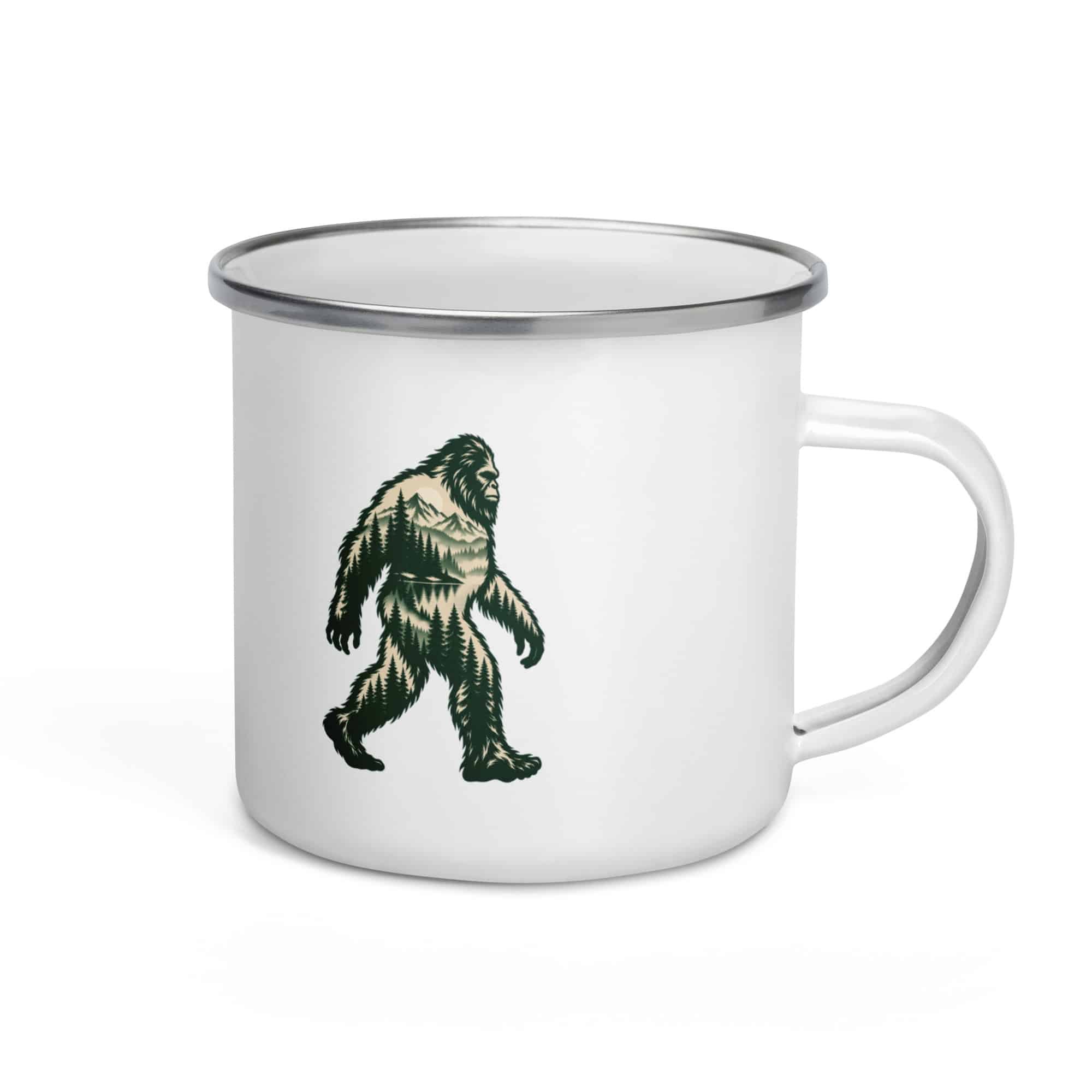 Pine Forest Bigfoot Enamel Camp Mug