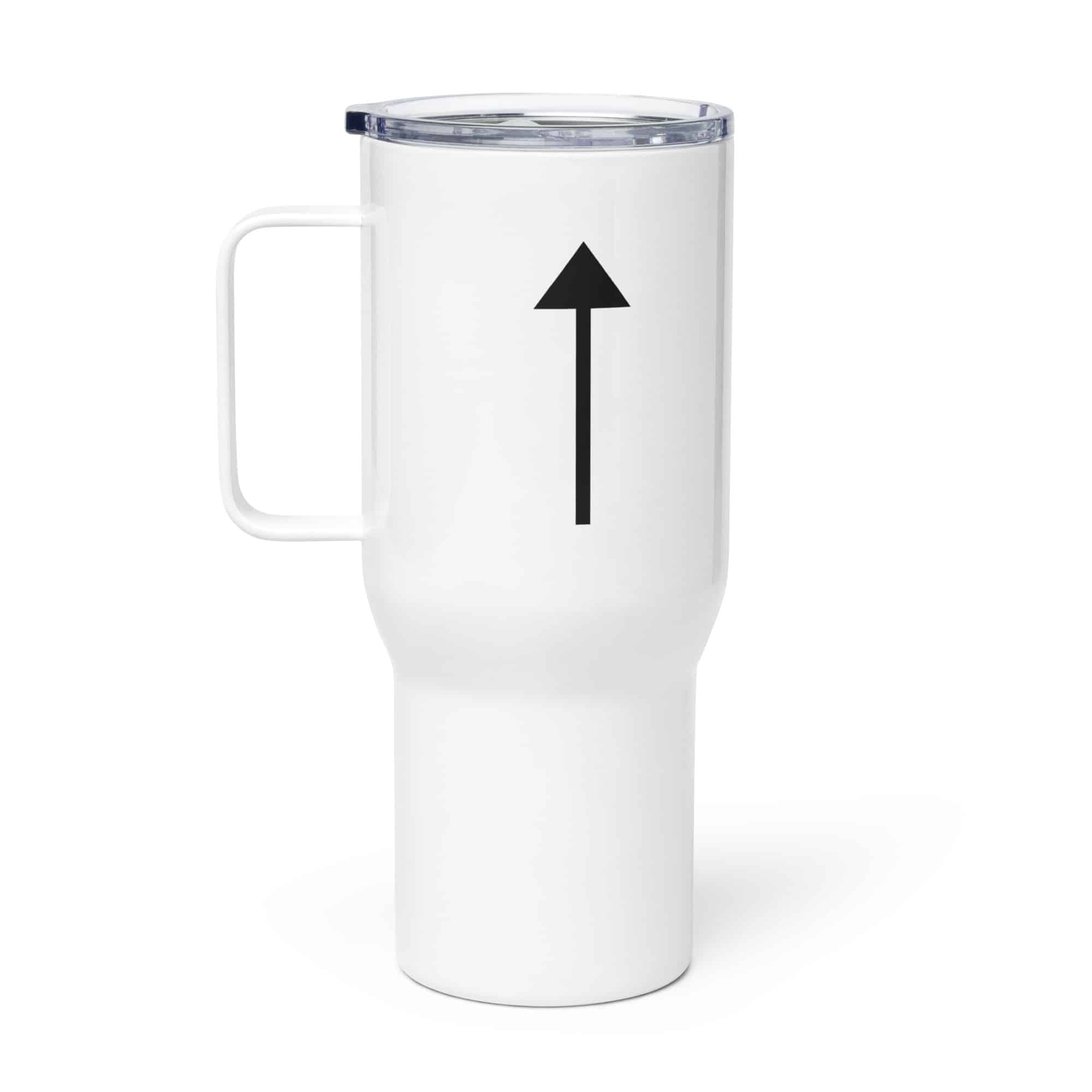 Black Upward Trail Arrow Travel Mug