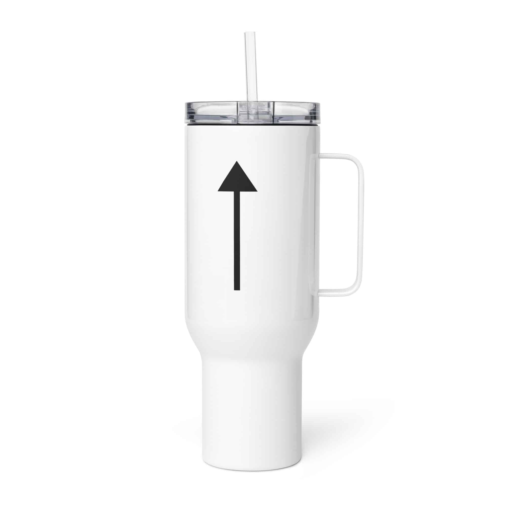 Black Upward Trail Arrow Travel Mug