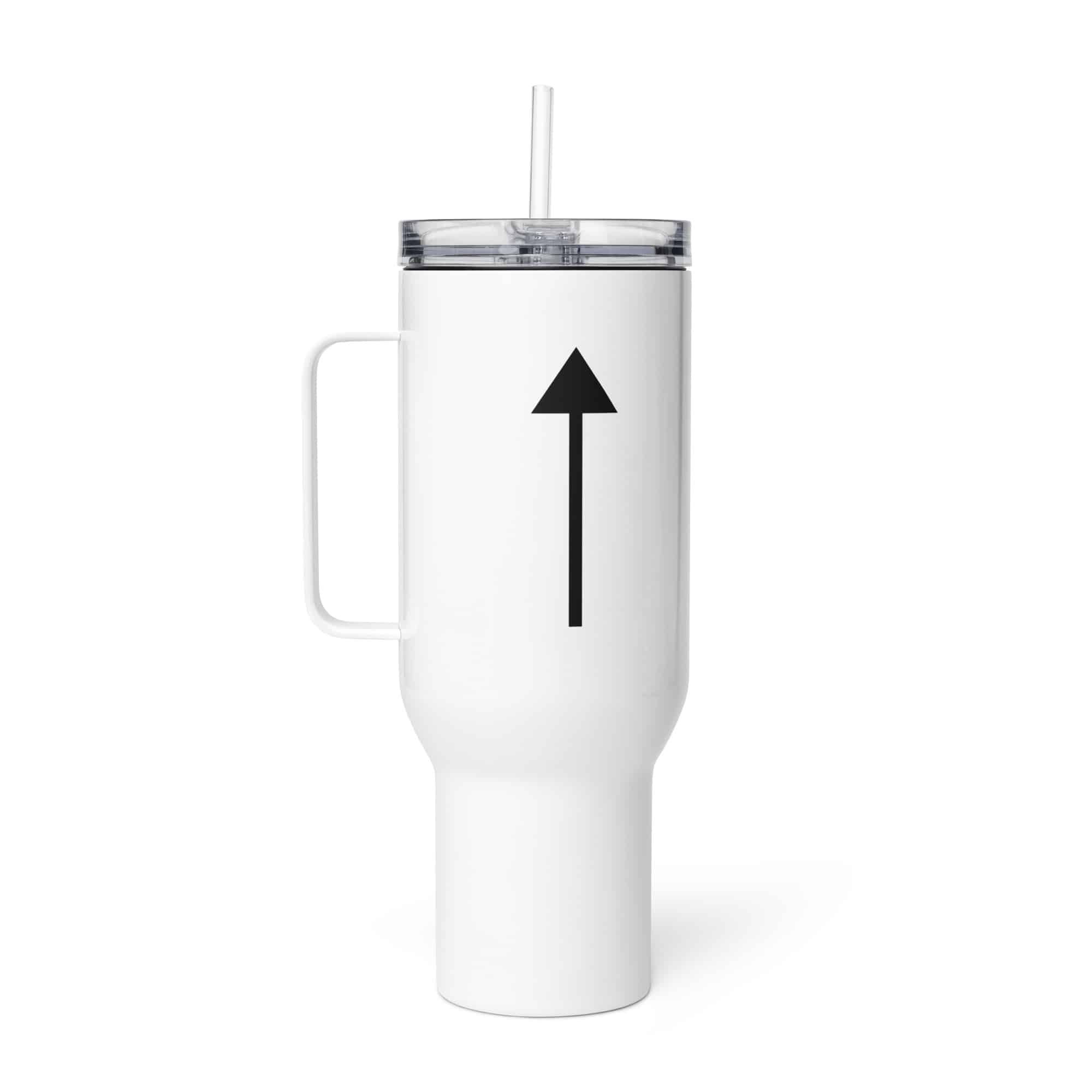 Black Upward Trail Arrow Travel Mug