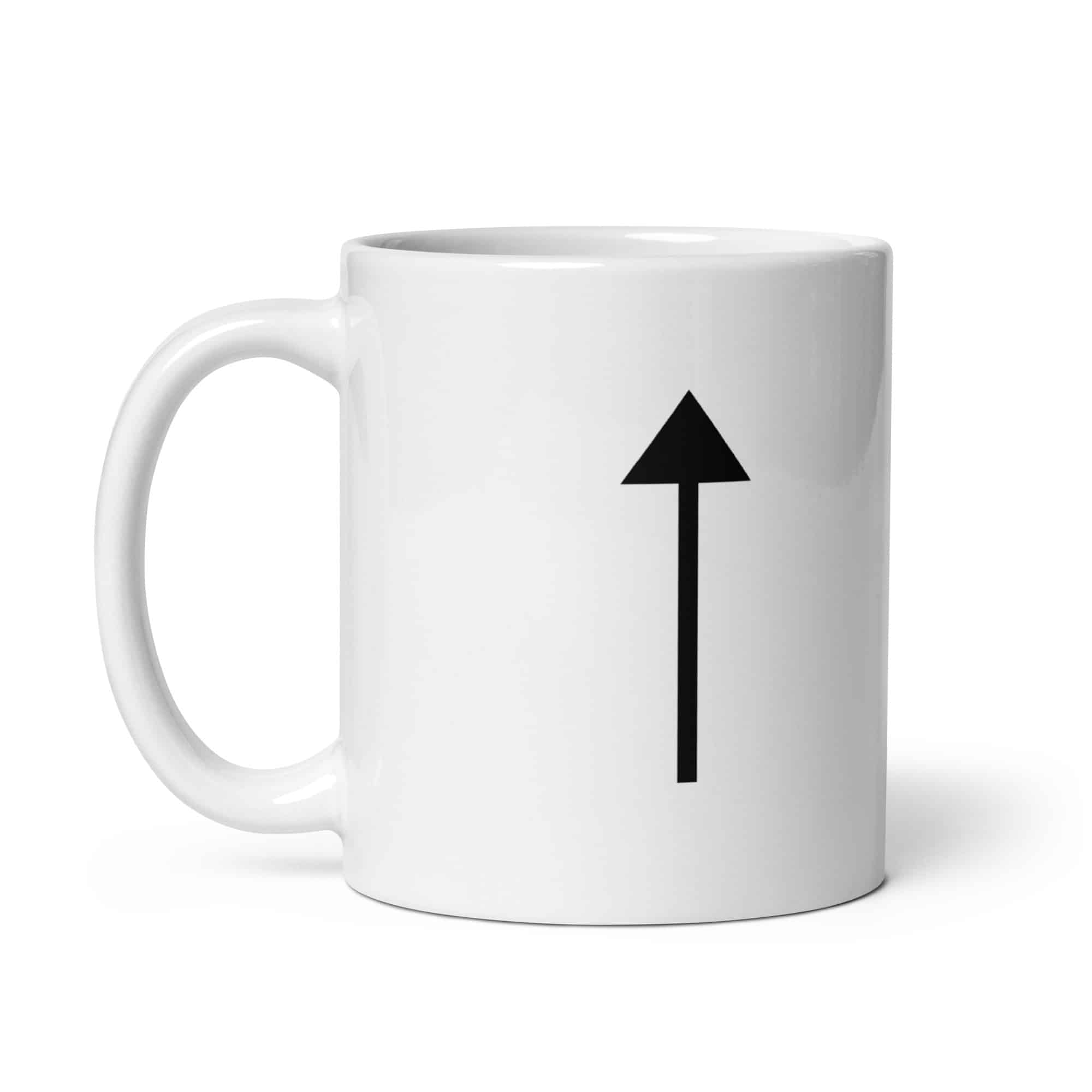 Black Upward Trail Arrow White Ceramic Coffee Mug