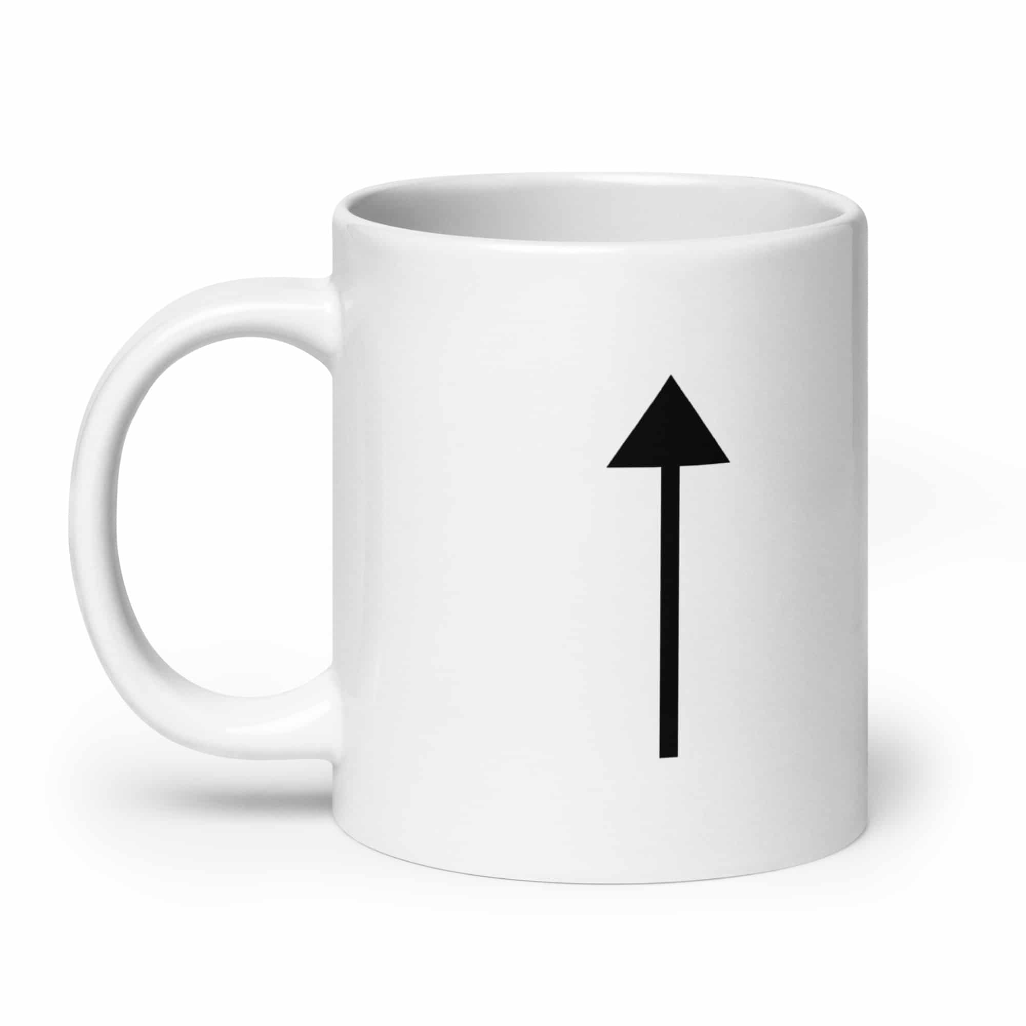 Black Upward Trail Arrow White Ceramic Coffee Mug