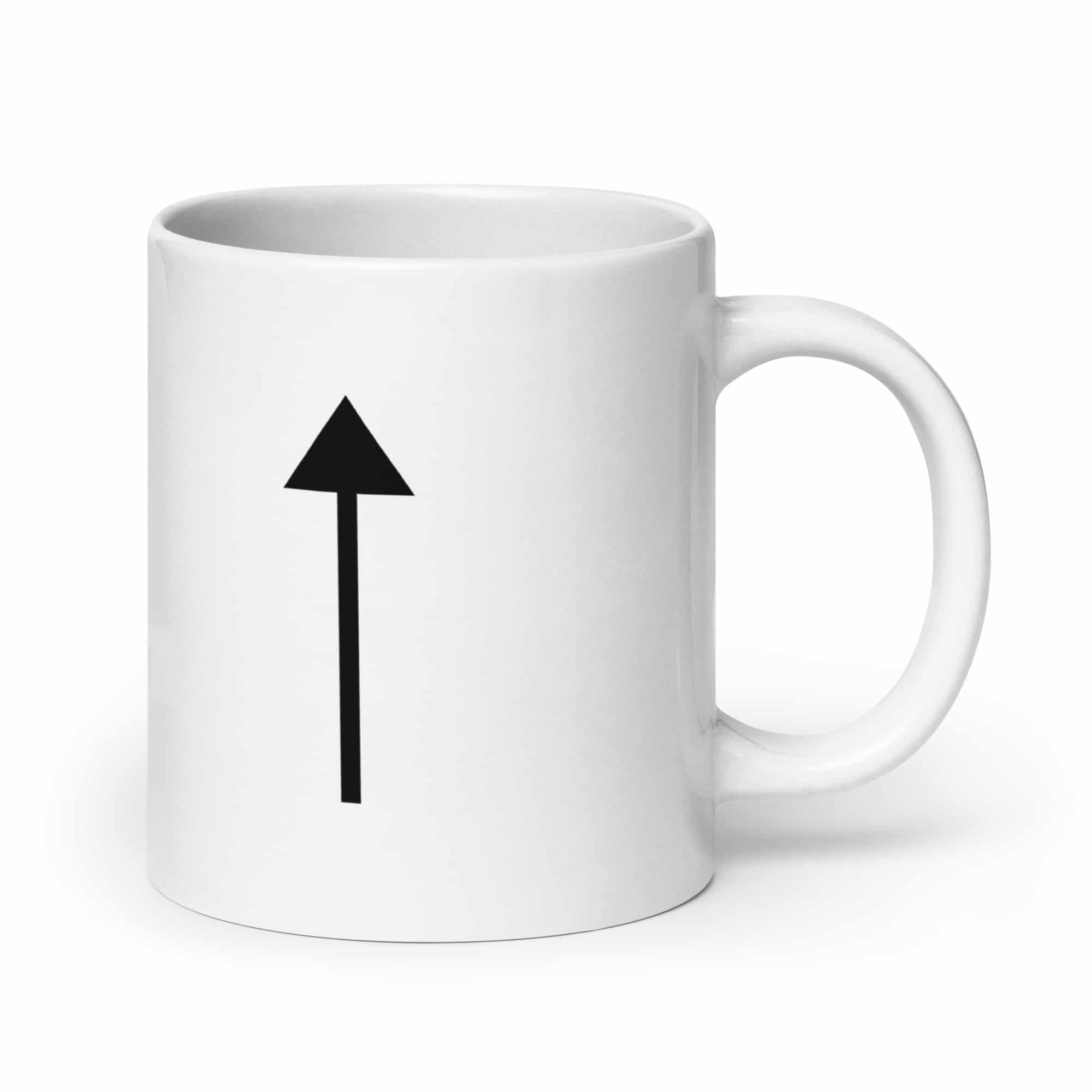 Black Upward Trail Arrow White Ceramic Coffee Mug