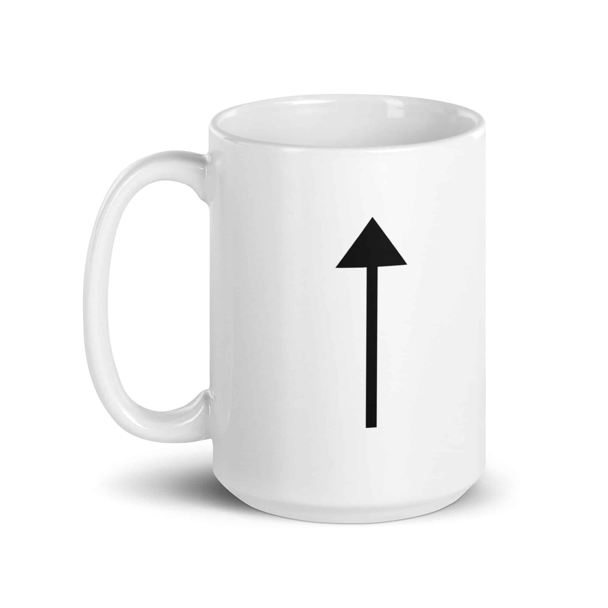 Black Upward Trail Arrow White Ceramic Coffee Mug