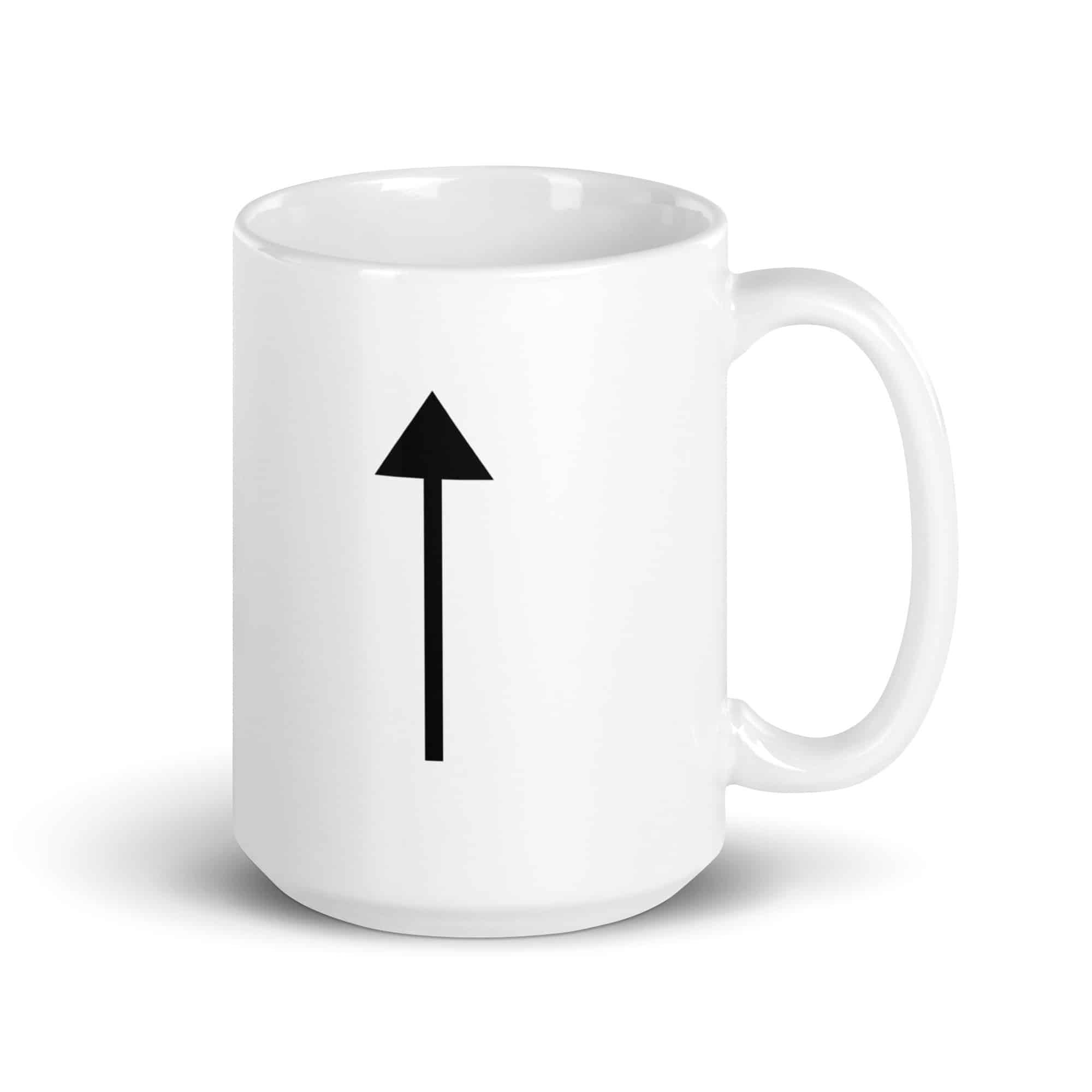 Black Upward Trail Arrow White Ceramic Coffee Mug