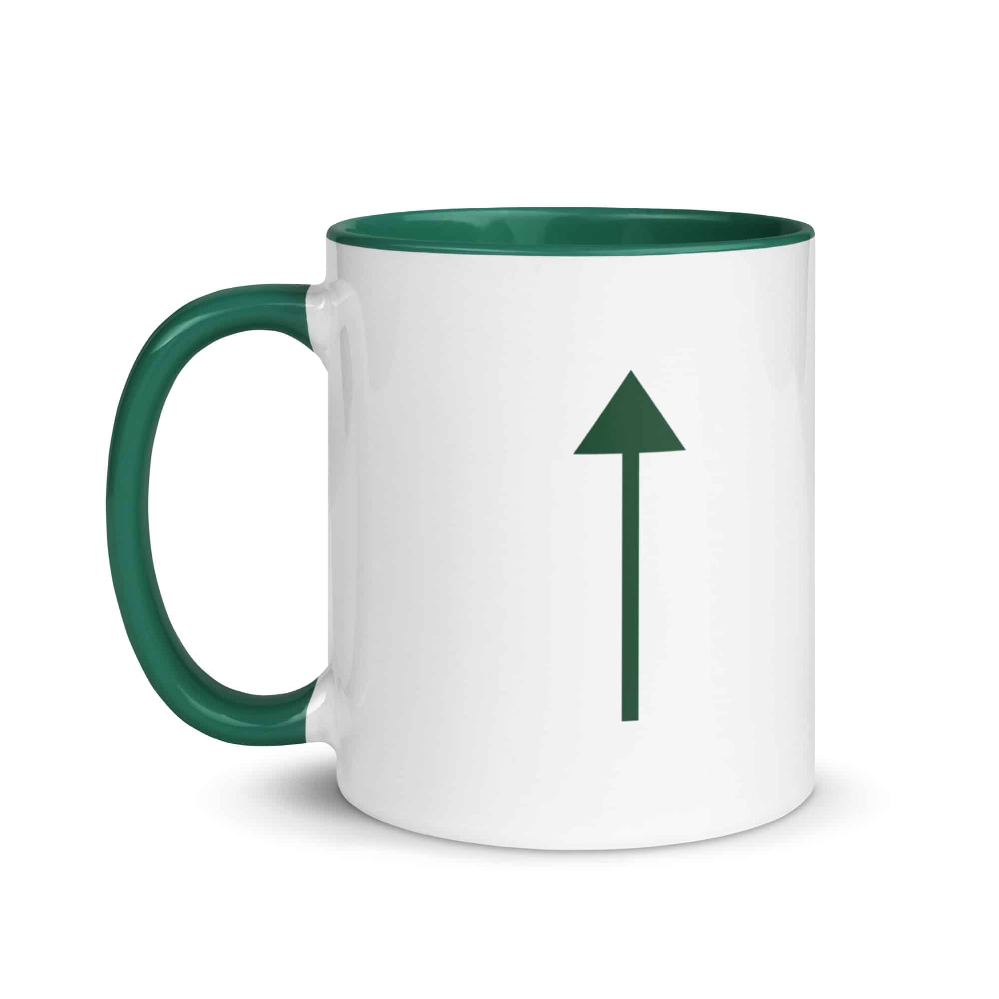 Forest Green Upward Trail Arrow Color Inside Mug
