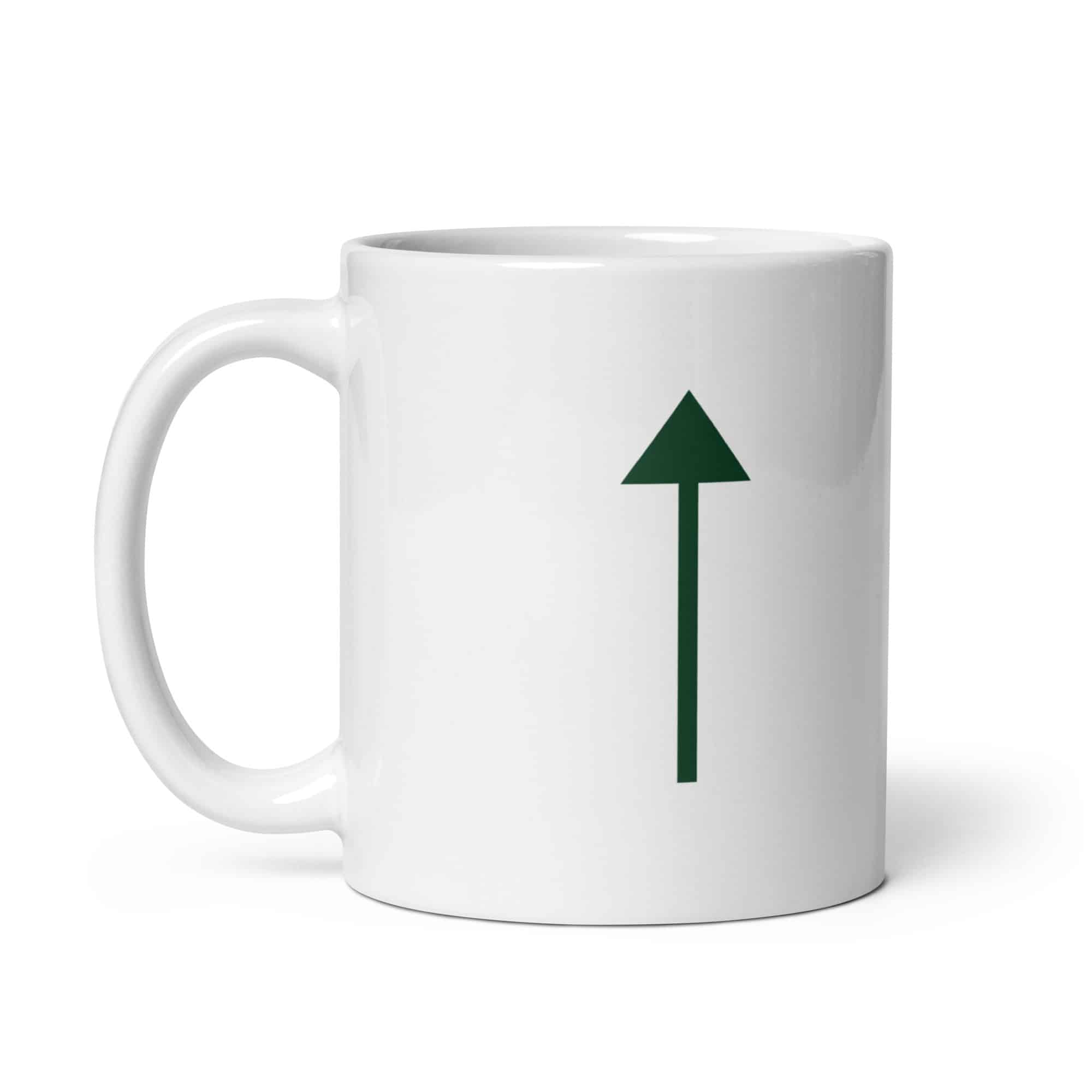 Forest Green Upward Trail Arrow White Ceramic Coffee Mug