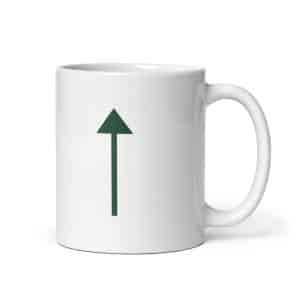 07 Upward Trail Arrow Forest Green White Ceramic Coffee Mug - 11 oz - Main