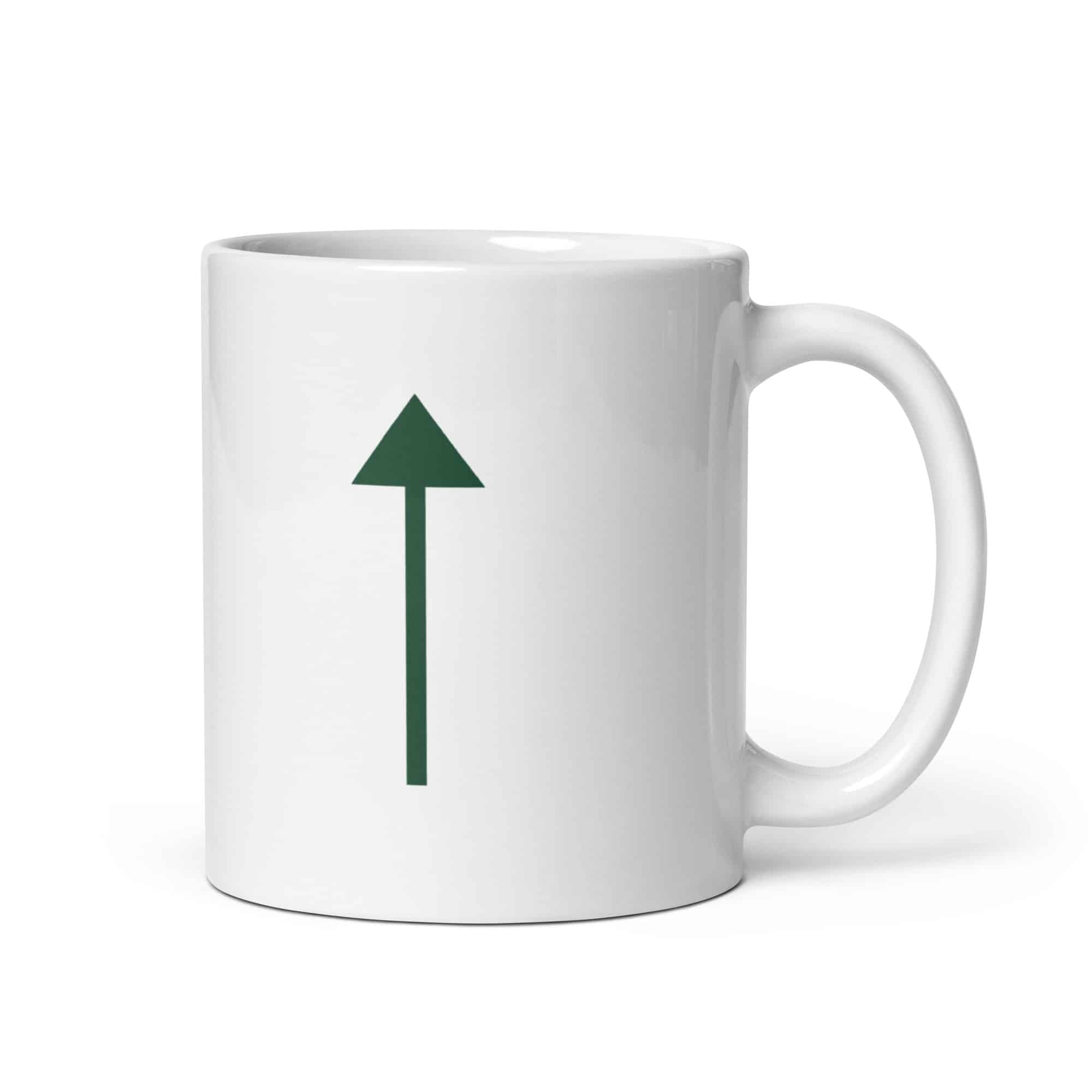 Forest Green Upward Trail Arrow White Ceramic Coffee Mug