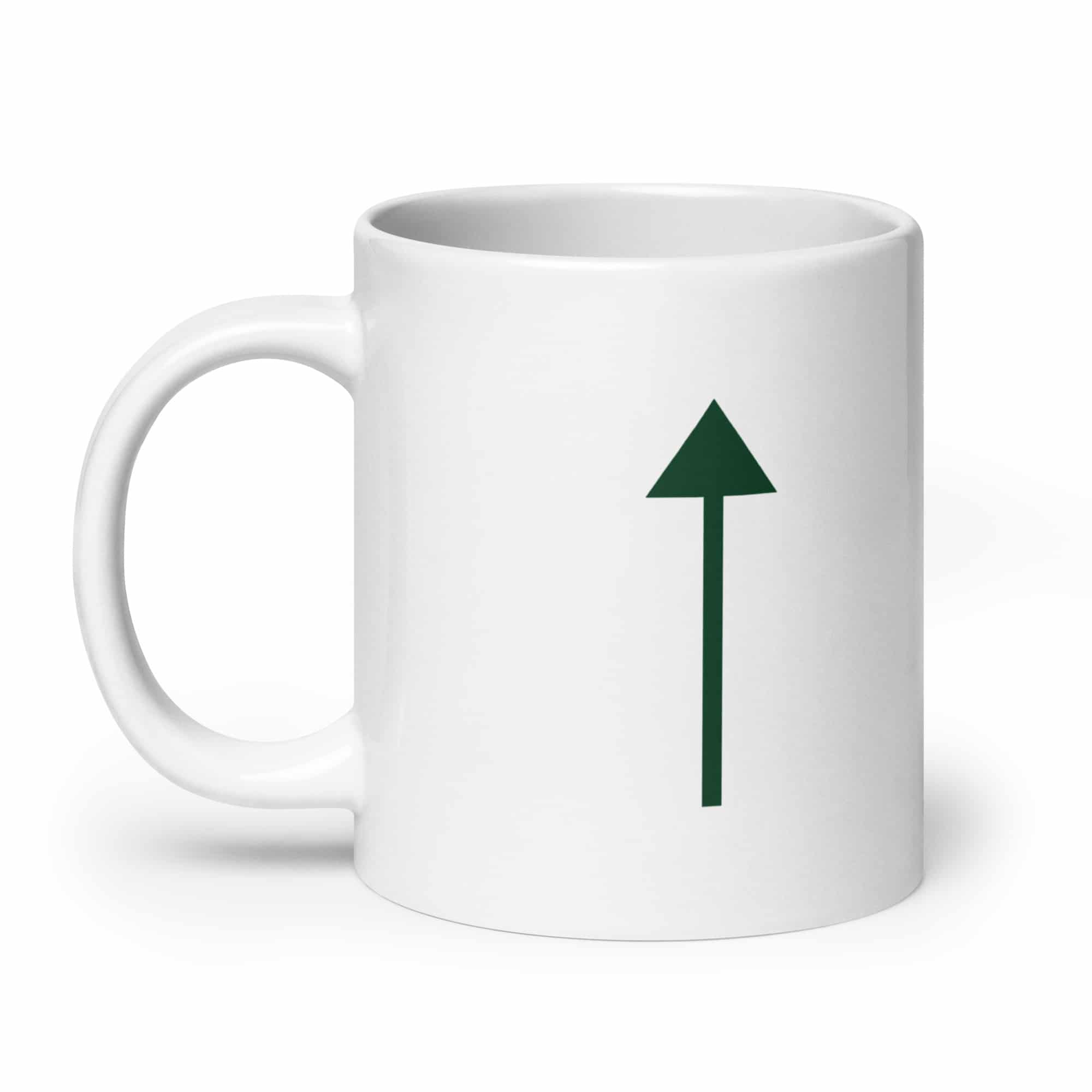 Forest Green Upward Trail Arrow White Ceramic Coffee Mug