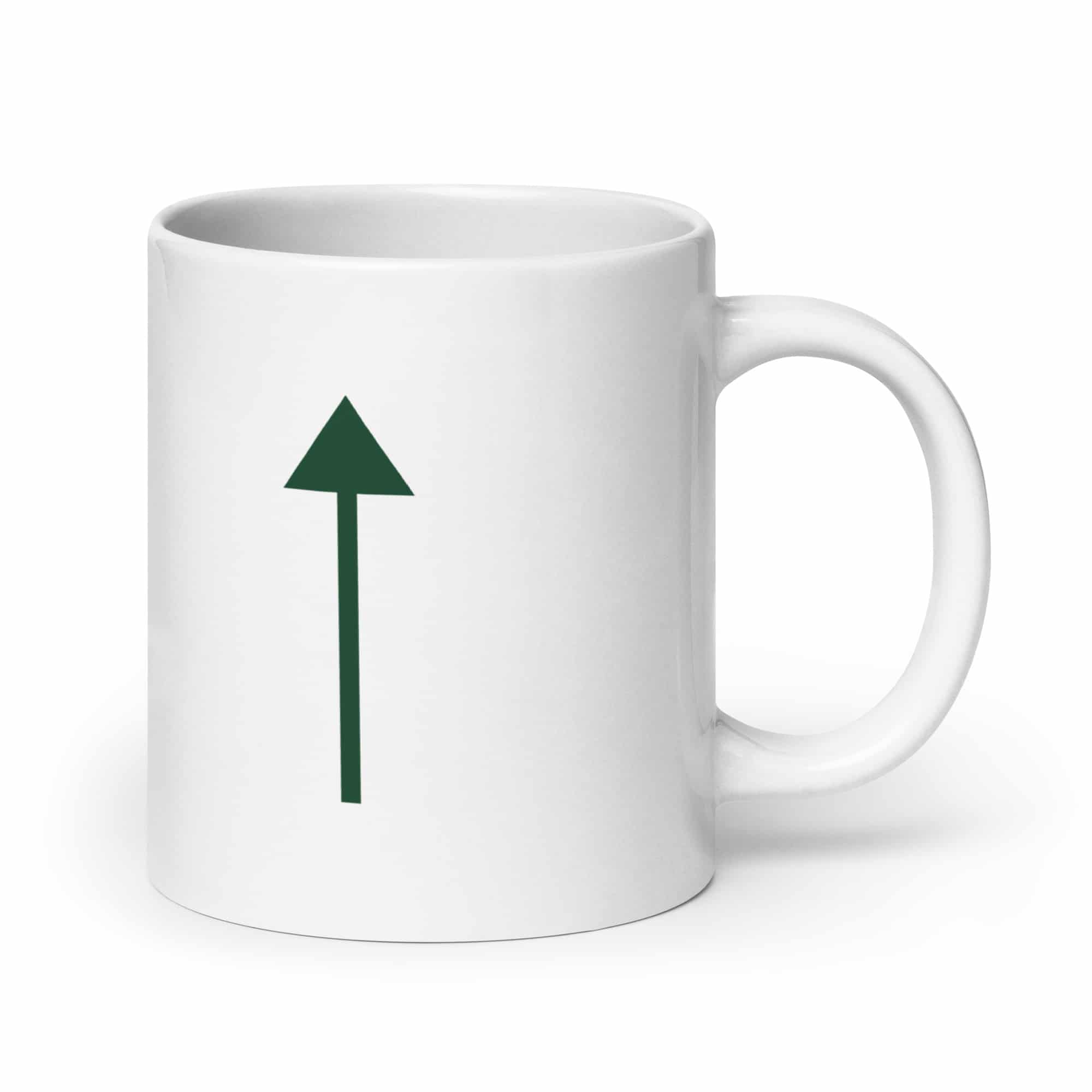 Forest Green Upward Trail Arrow White Ceramic Coffee Mug