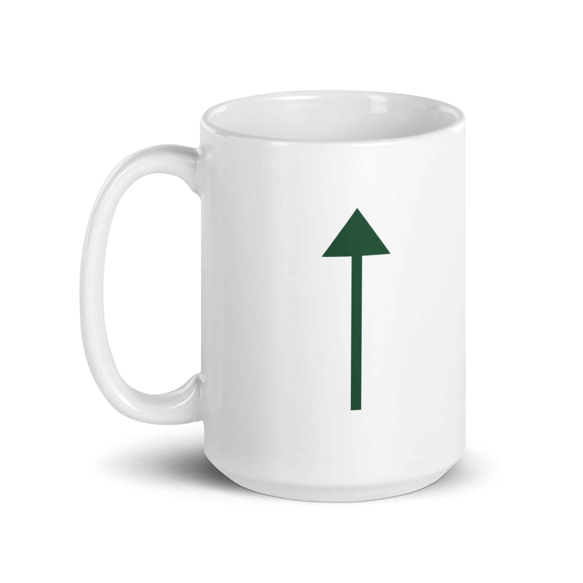 Forest Green Upward Trail Arrow White Ceramic Coffee Mug
