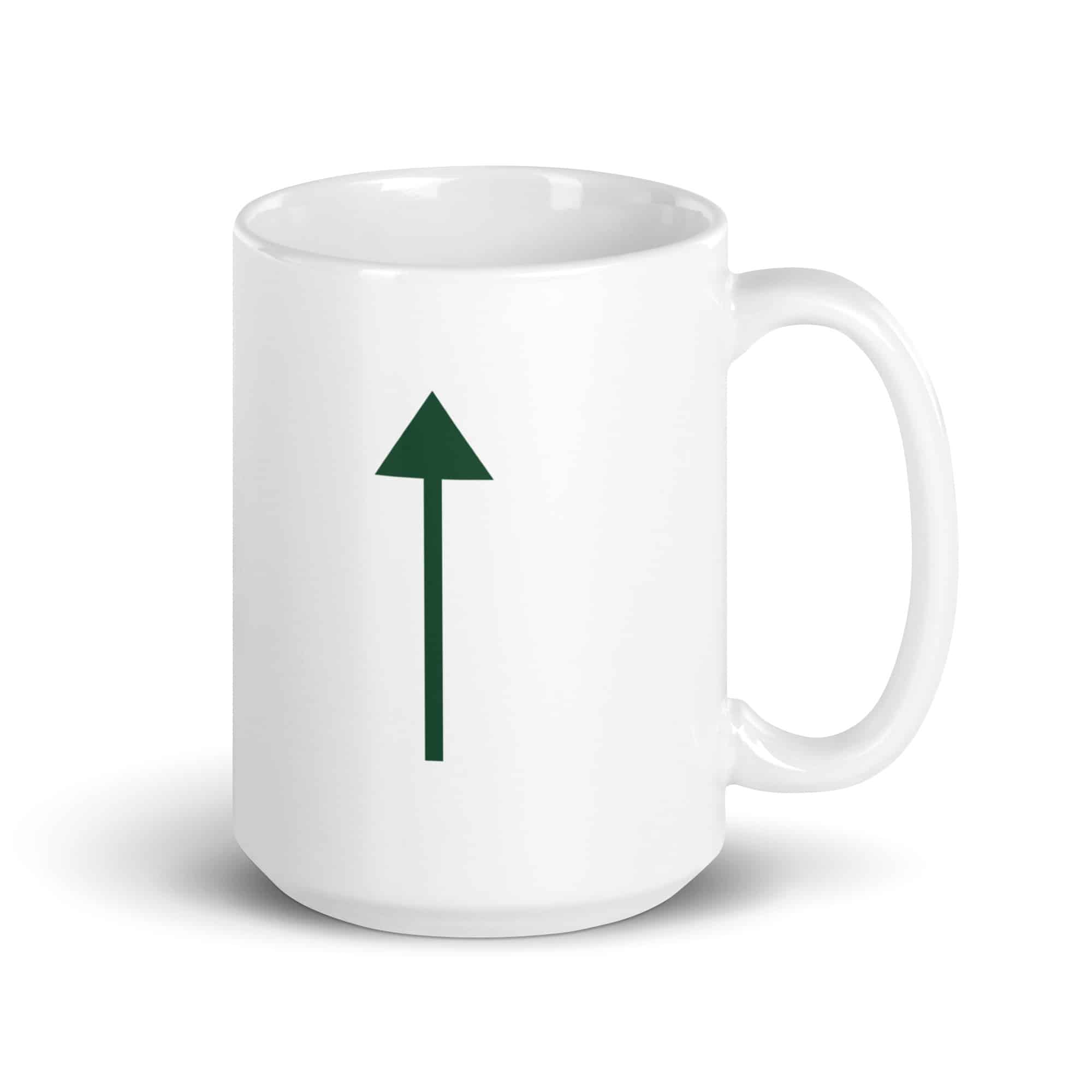 Forest Green Upward Trail Arrow White Ceramic Coffee Mug