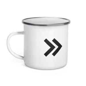 08 Double Chevron Black Enamel Camp Mug - 12 oz - Left