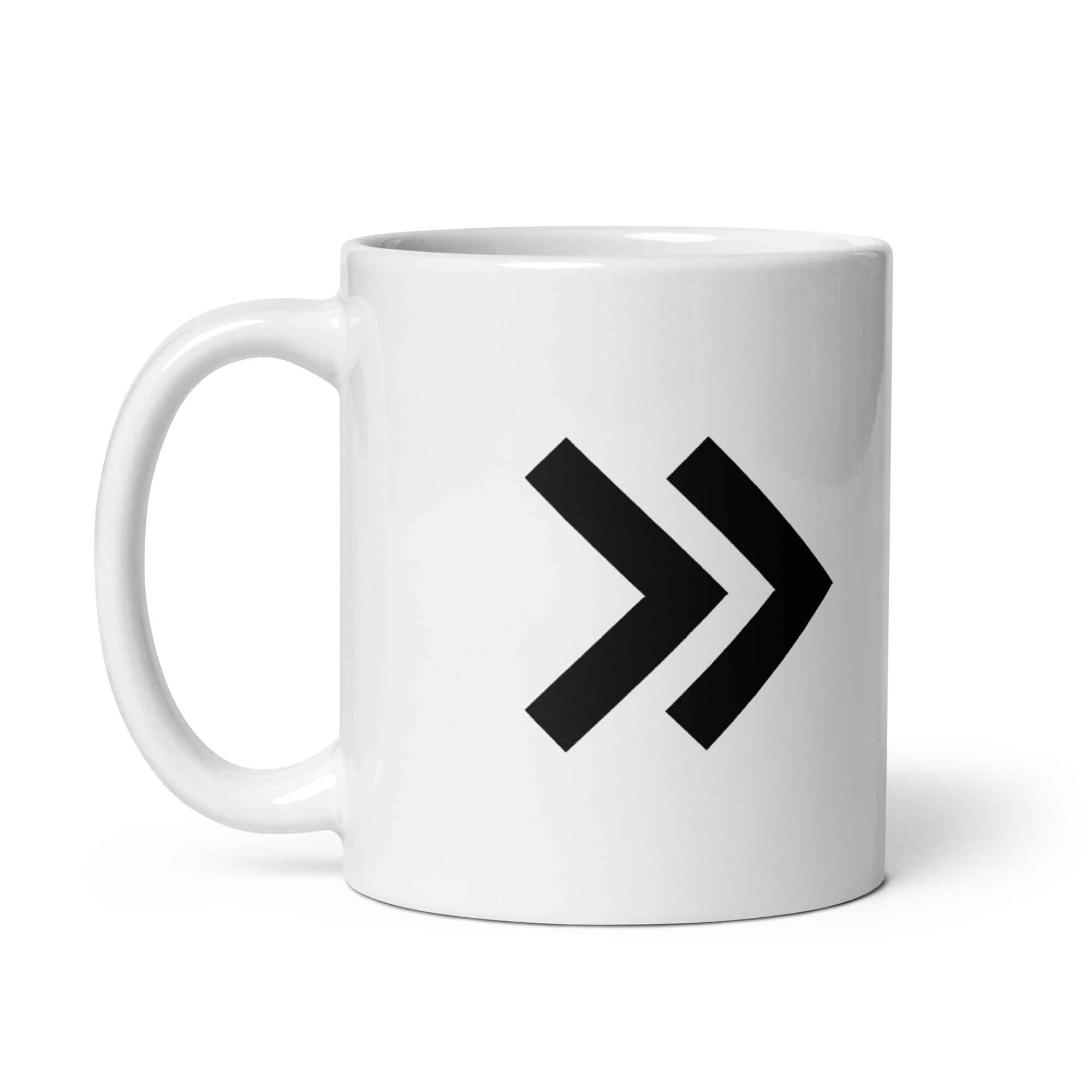 Black Double Chevron White Ceramic Coffee Mug