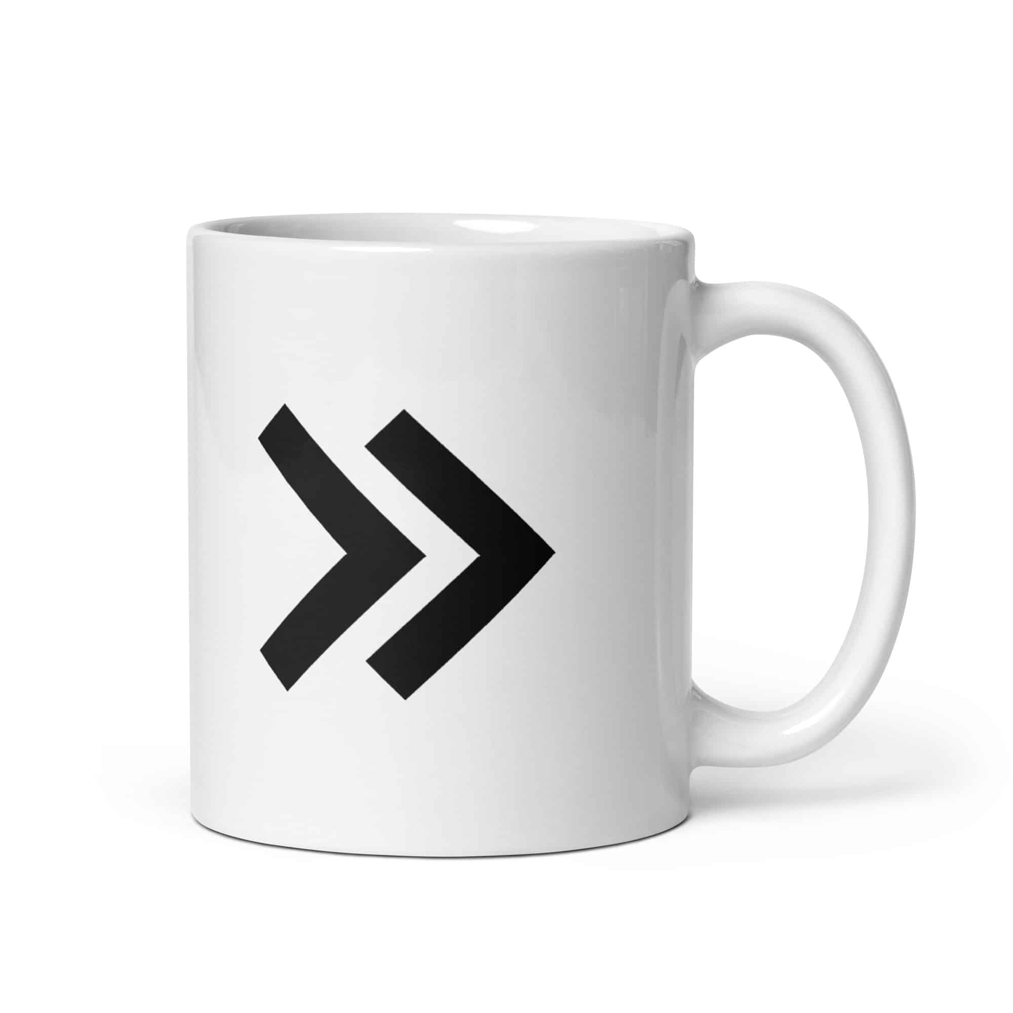 Black Double Chevron White Ceramic Coffee Mug