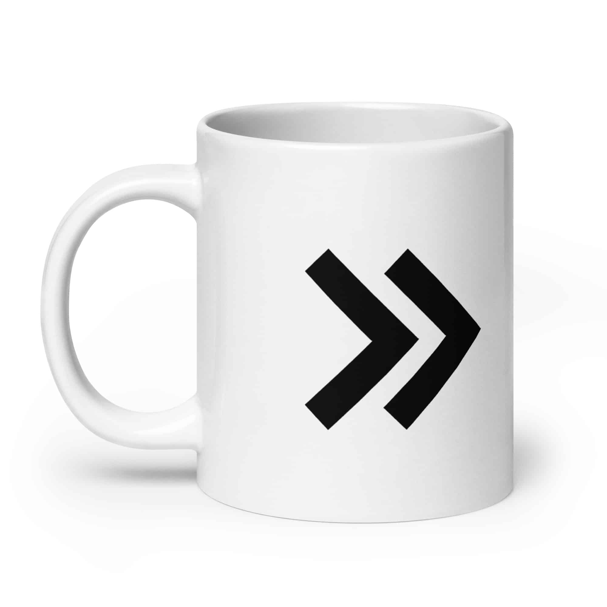 Black Double Chevron White Ceramic Coffee Mug